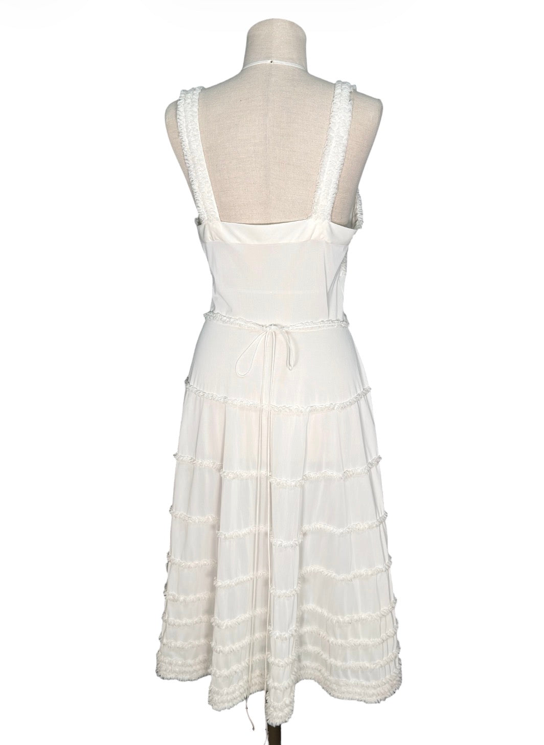 1930s Shadowline Semi Sheer White Ruffled Slip Dress