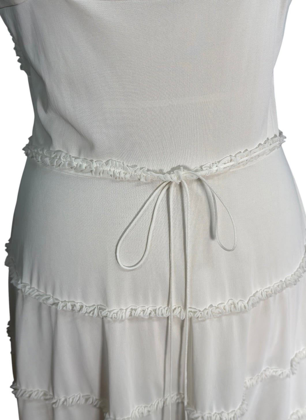 1930s Shadowline Semi Sheer White Ruffled Slip Dress
