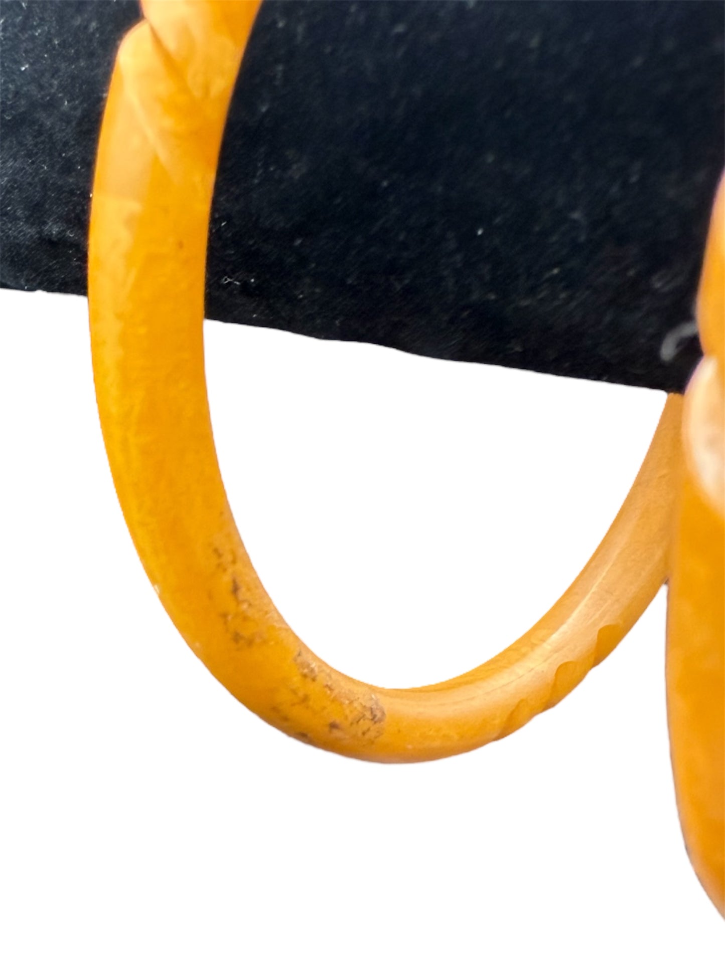 Bakelite Bangles Carved Yellow Set