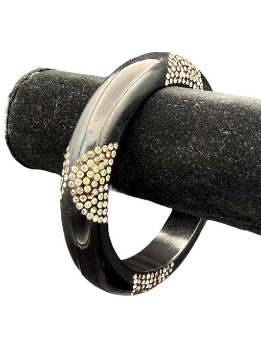 Bakelite Bangle Black with Rhinestones