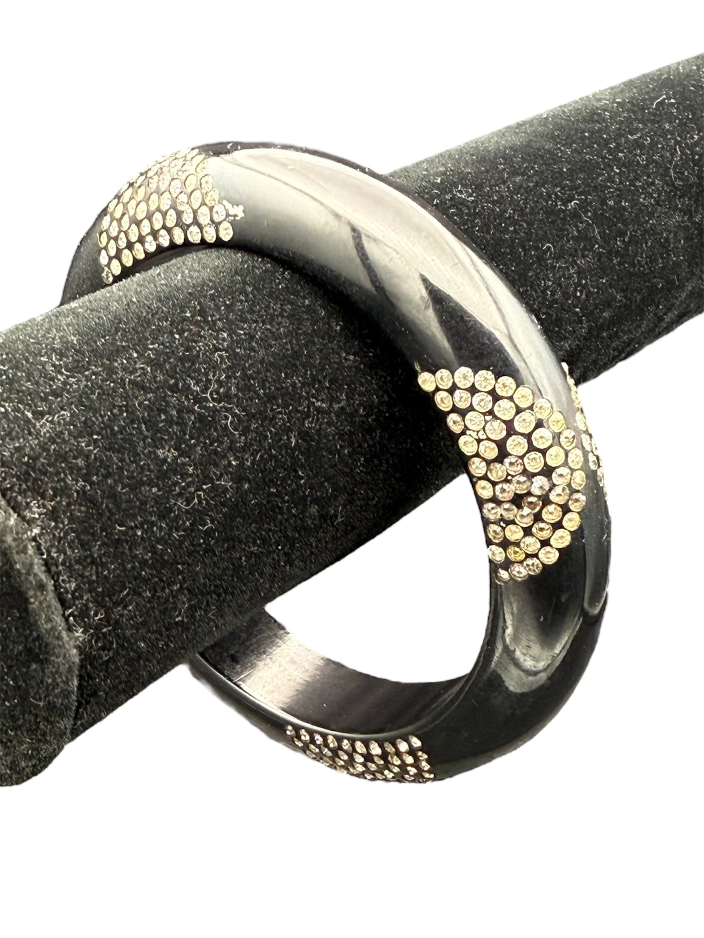 Bakelite Bangle Black with Rhinestones