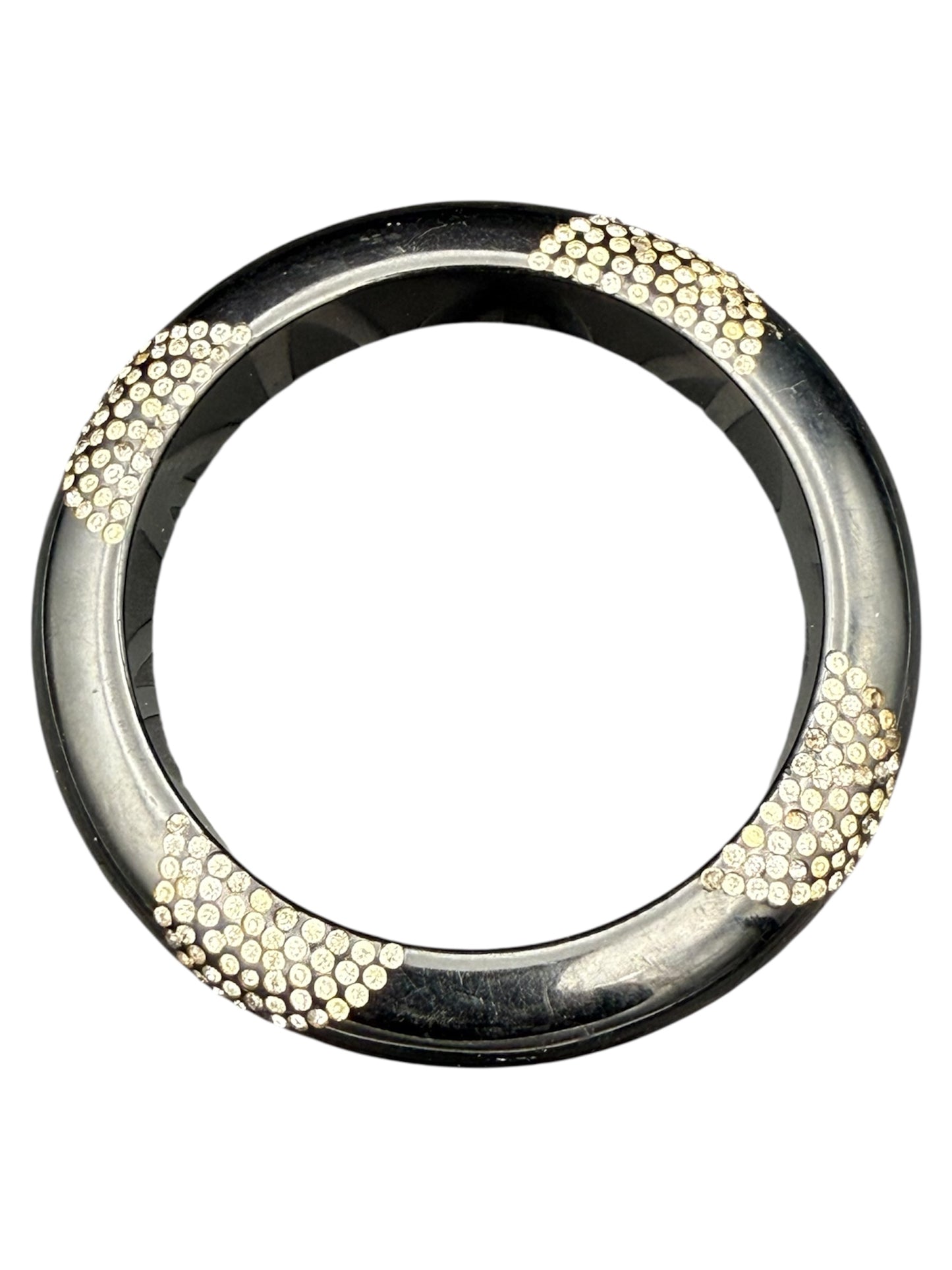 Bakelite Bangle Black with Rhinestones