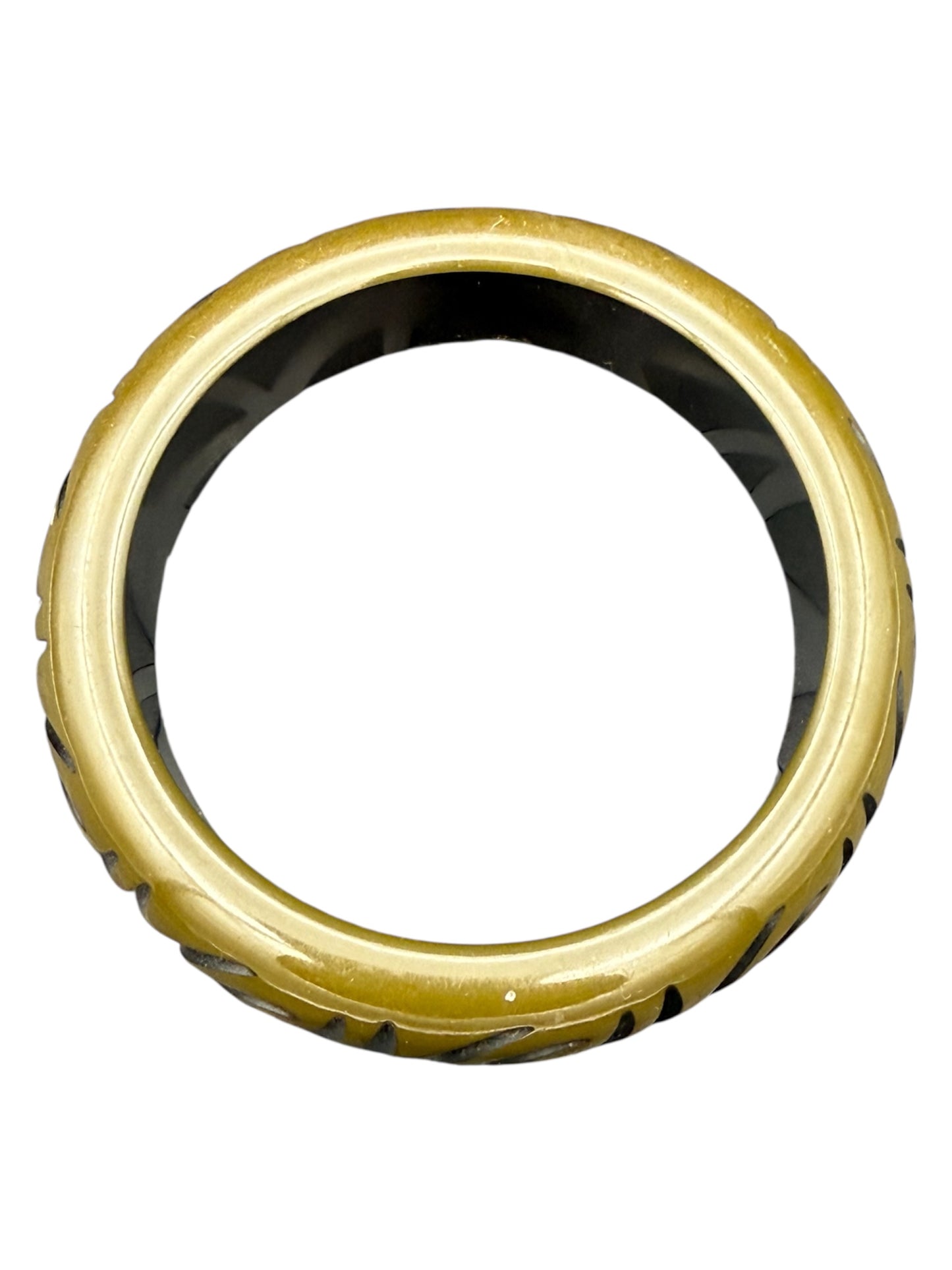 Bakelite Bangle Carved Green