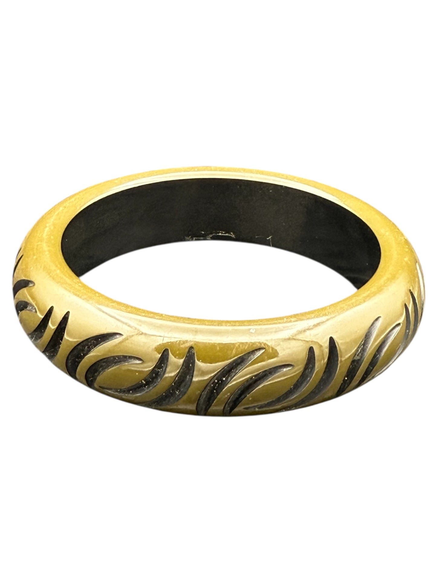 Bakelite Bangle Carved Green