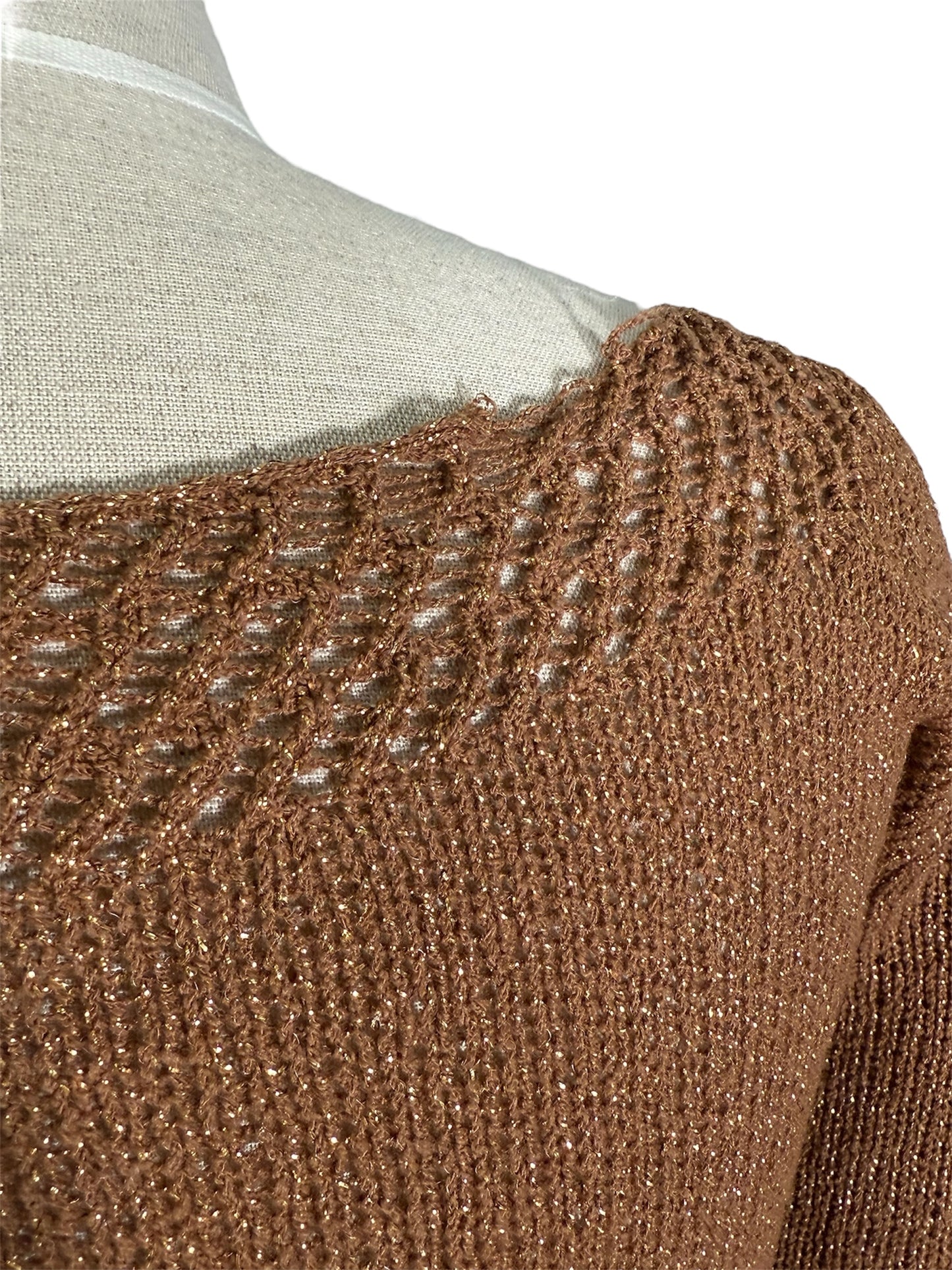 50s Bronze Metallic Knit Dress