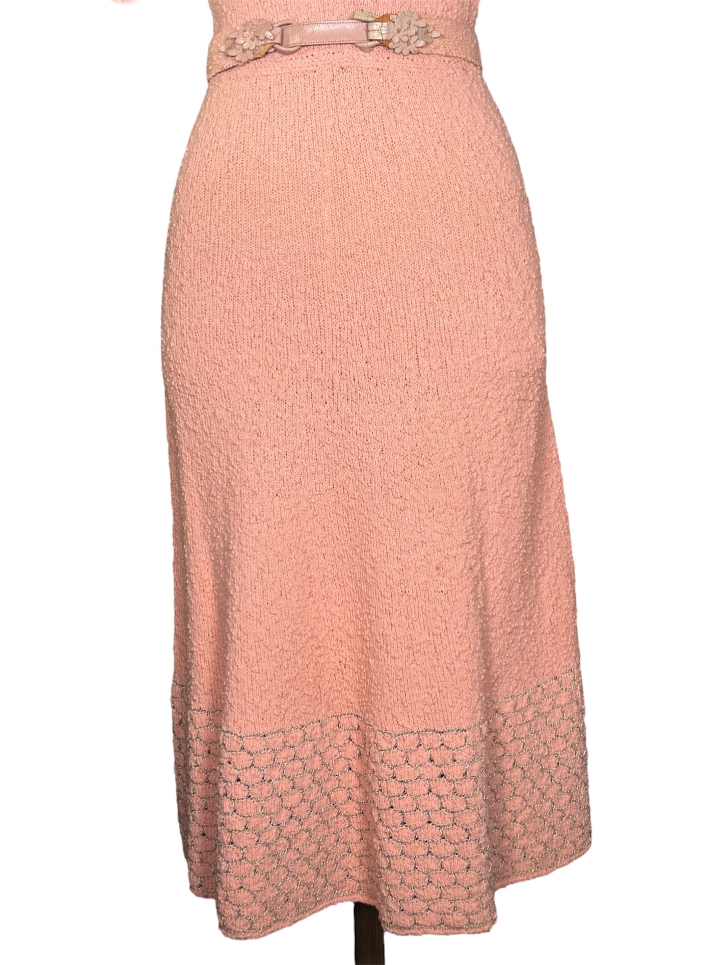 50s Boucle Knit Pink Dress