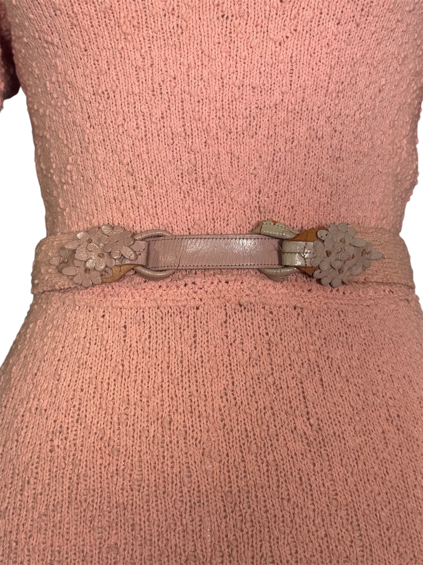 50s Boucle Knit Pink Dress