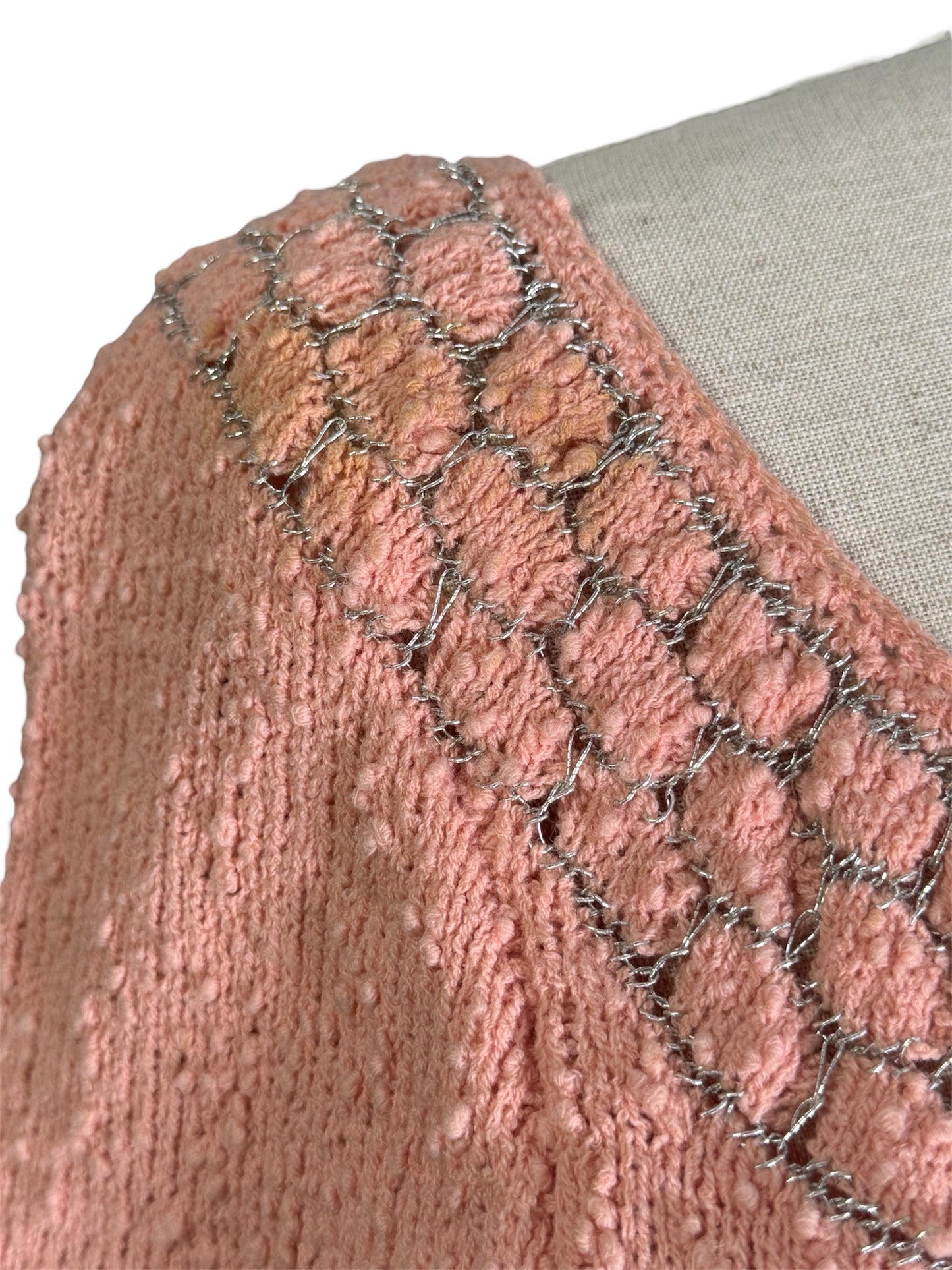50s Boucle Knit Pink Dress