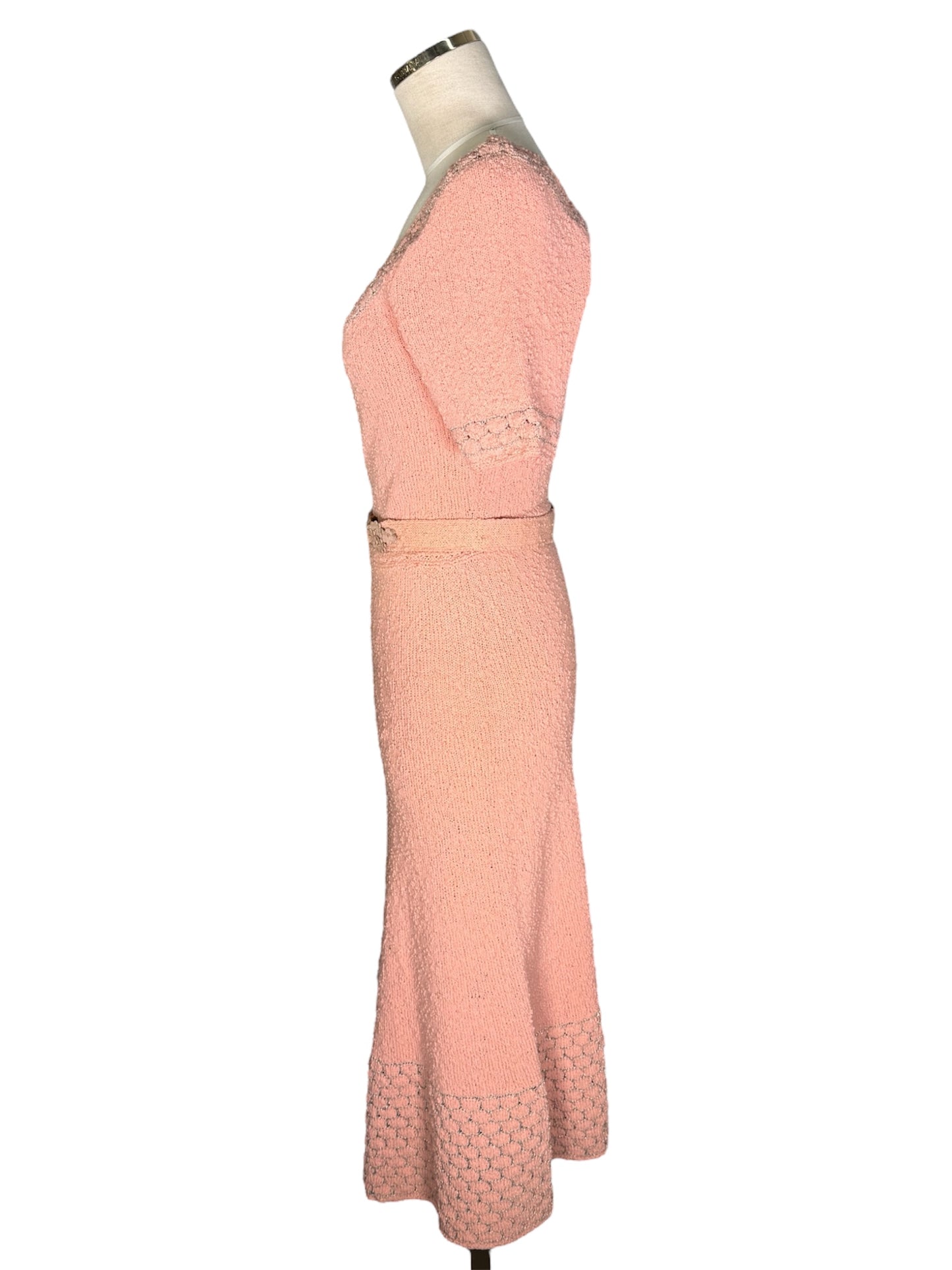 50s Boucle Knit Pink Dress