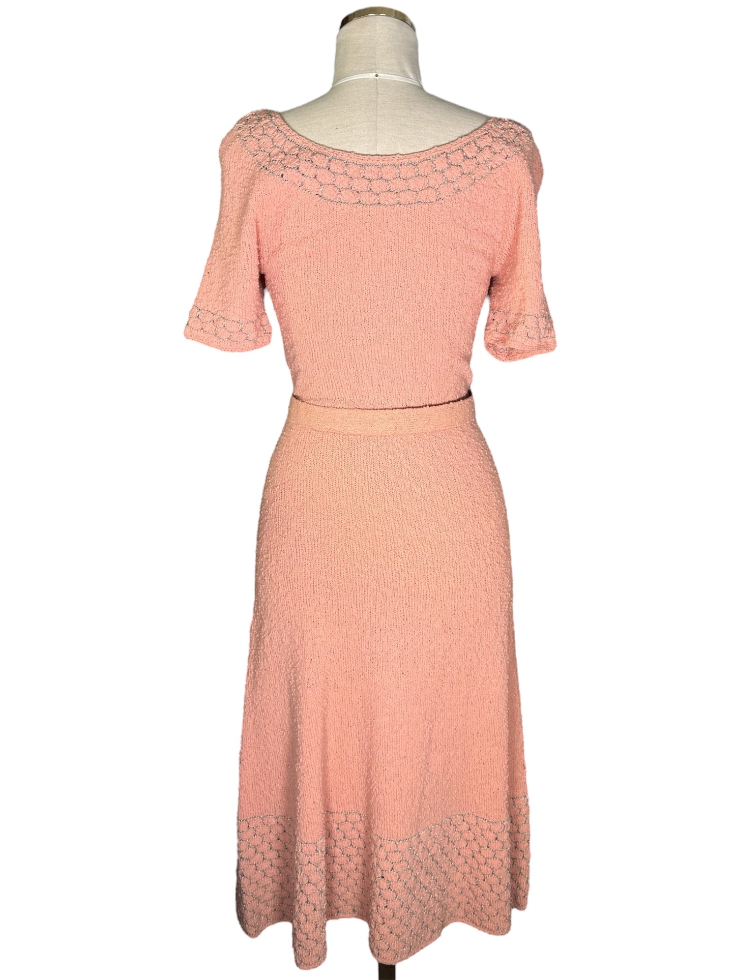 50s Boucle Knit Pink Dress