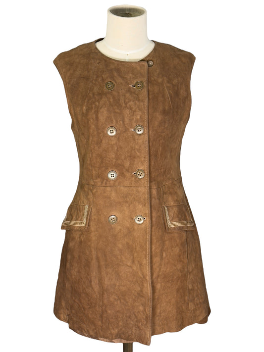 60s Suede Leather Mini Dress