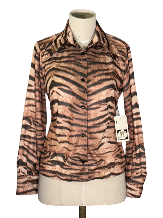 70s Welino Tiger Print Disco Shirt