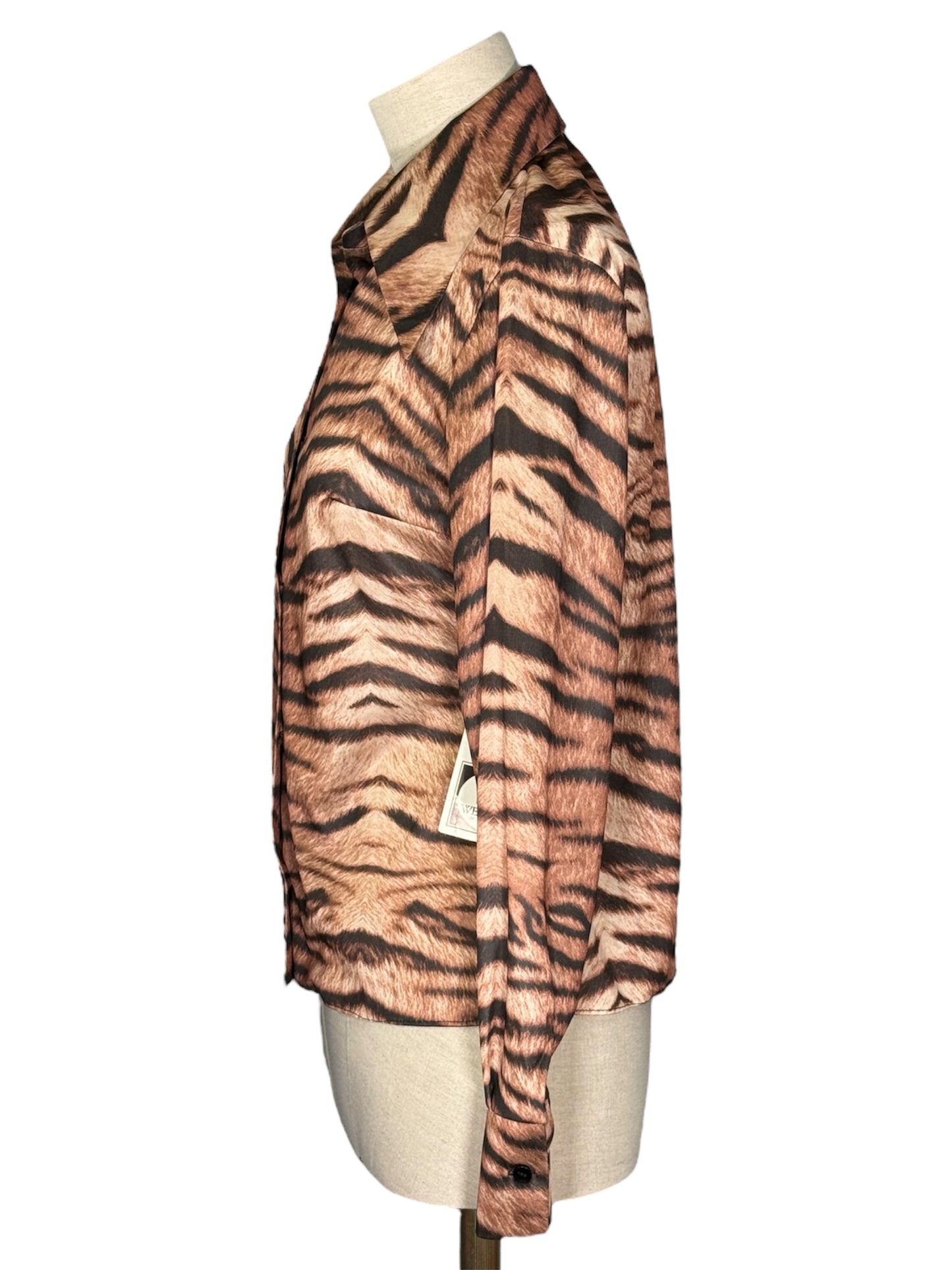 70s Welino Tiger Print Disco Shirt
