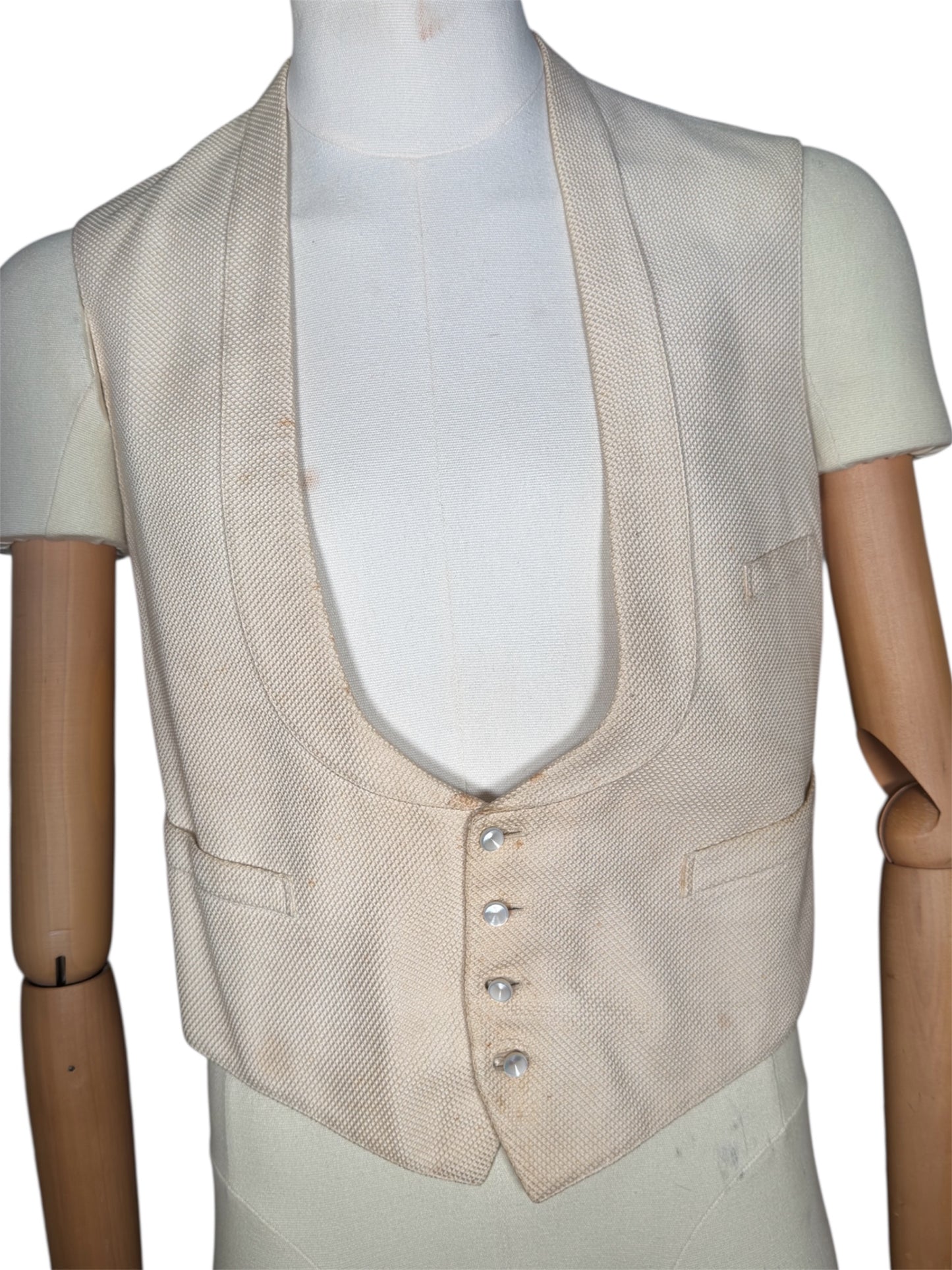 1920s Cream Distressed Vest