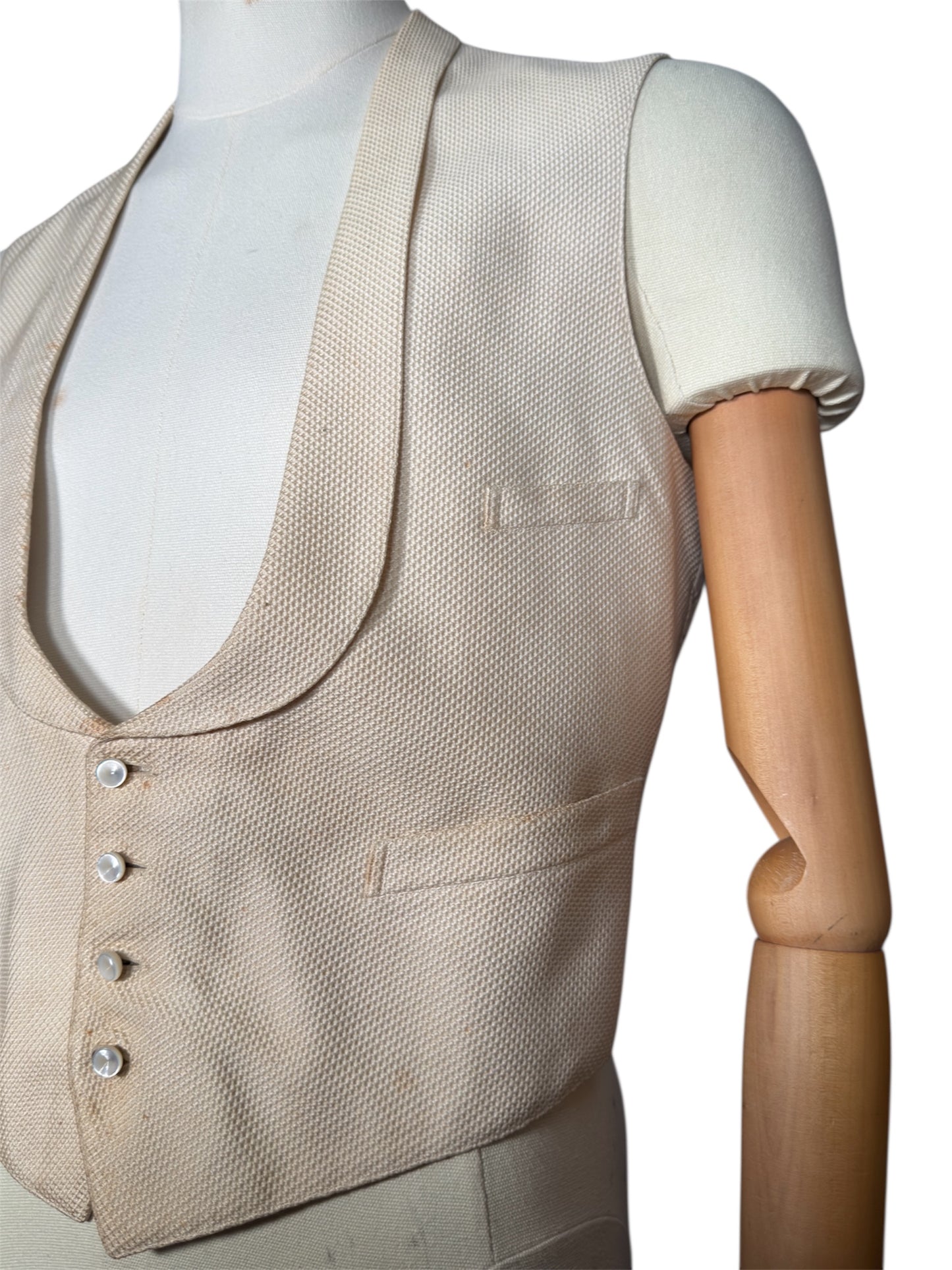 1920s Cream Distressed Vest