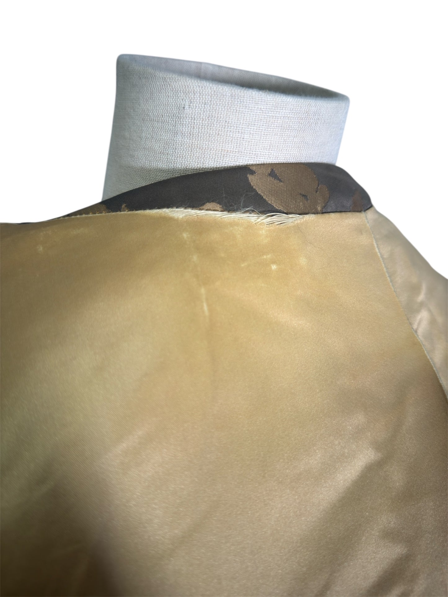 50s Oversized Brocade Coat with Faux Fur Sleeves