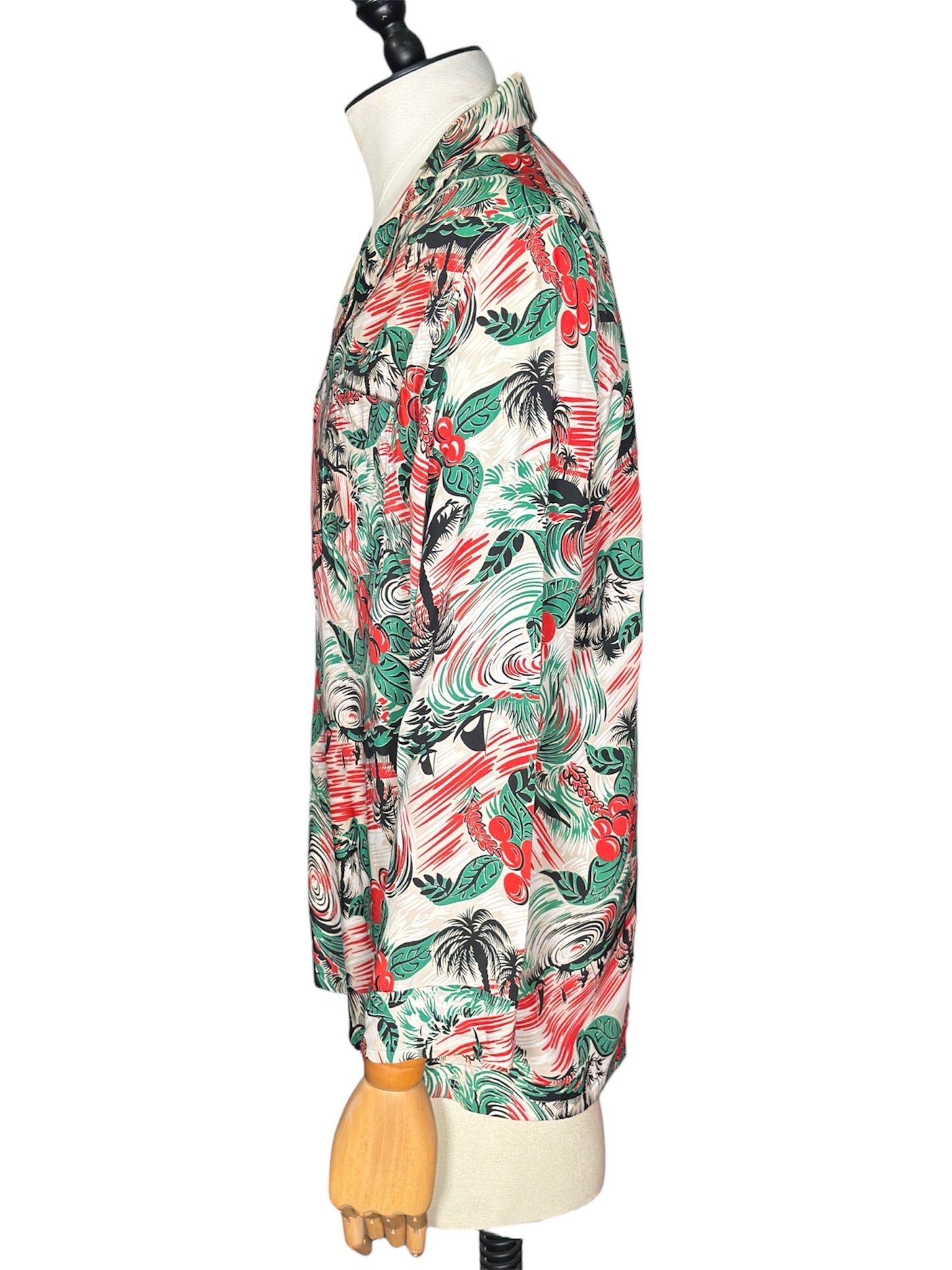 1940s Del Monte Designs By Enro Rayon Hawaiian Print Shirt