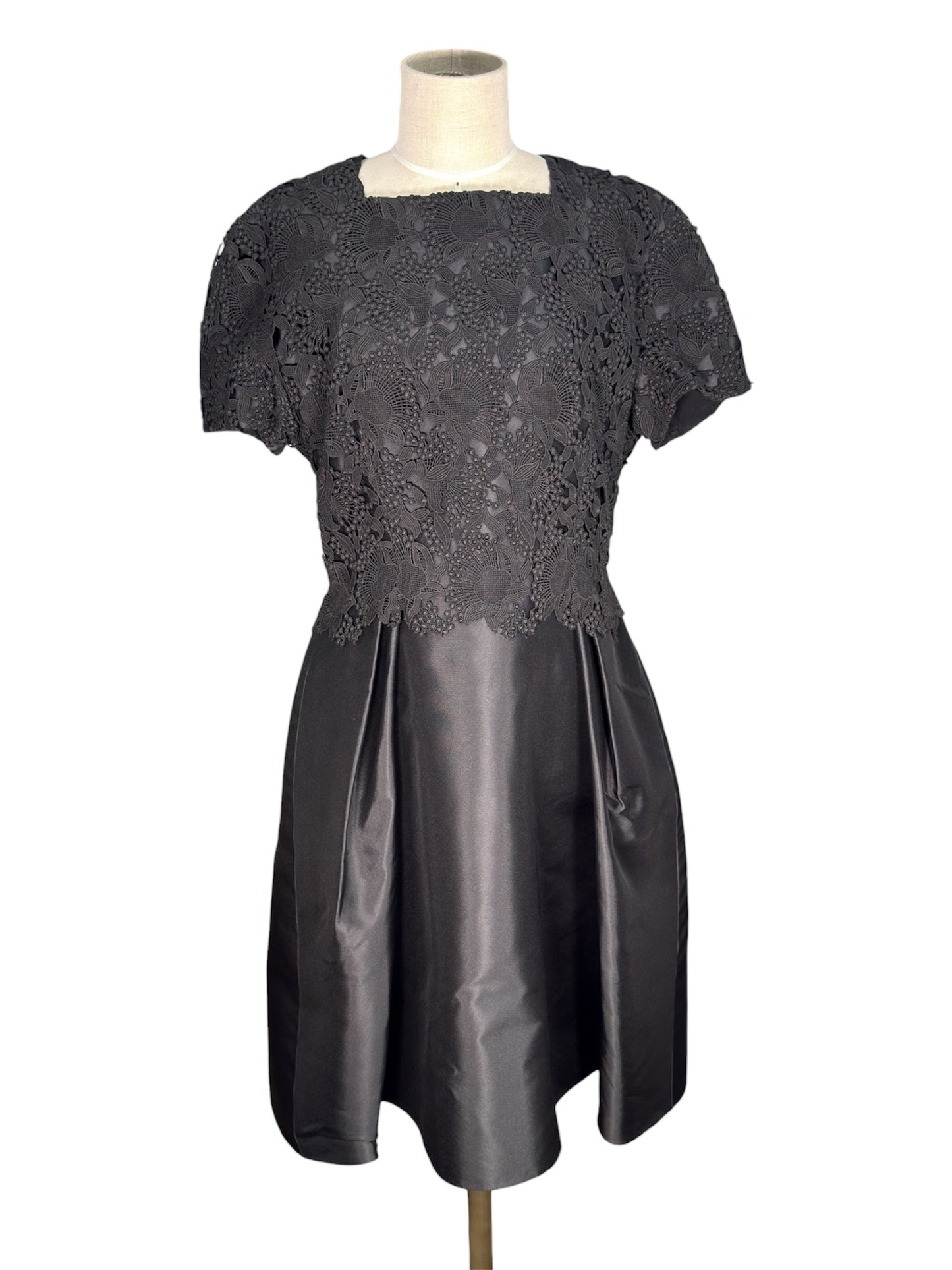 Y2K Christian Dior Black Cotton Blend Dress With Floral Lace Overlay Deadstock