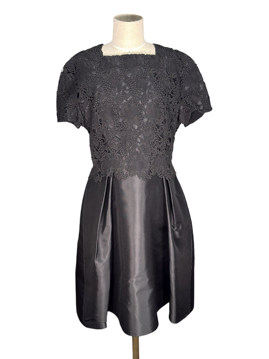 Y2K Christian Dior Black Cotton Blend Dress With Floral Lace Overlay Deadstock