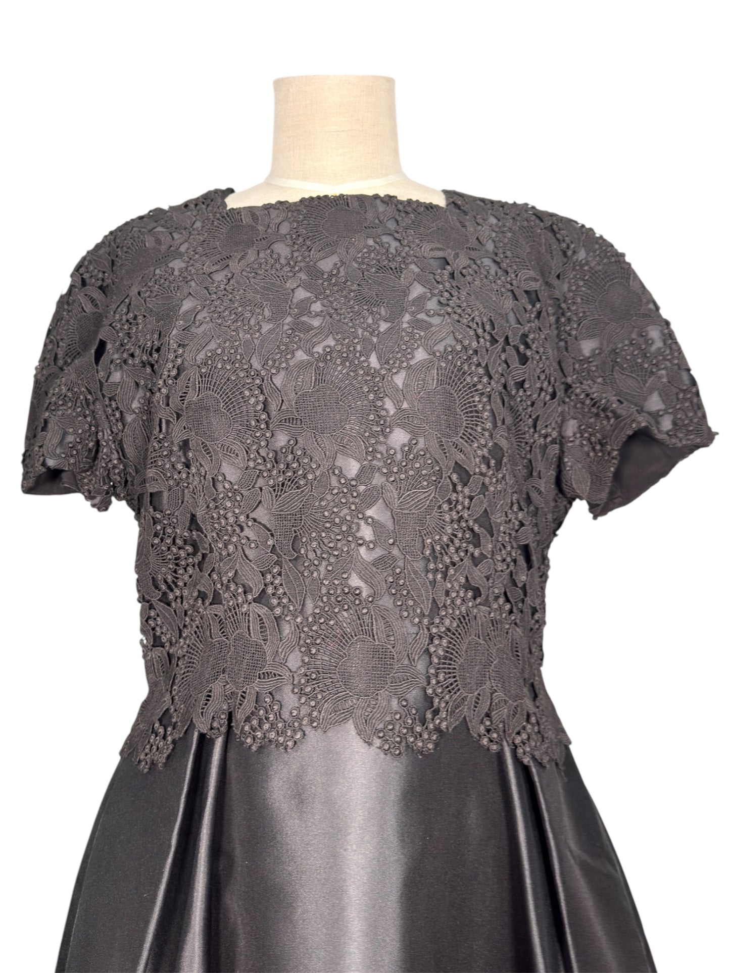 Y2K Christian Dior Black Cotton Blend Dress With Floral Lace Overlay Deadstock