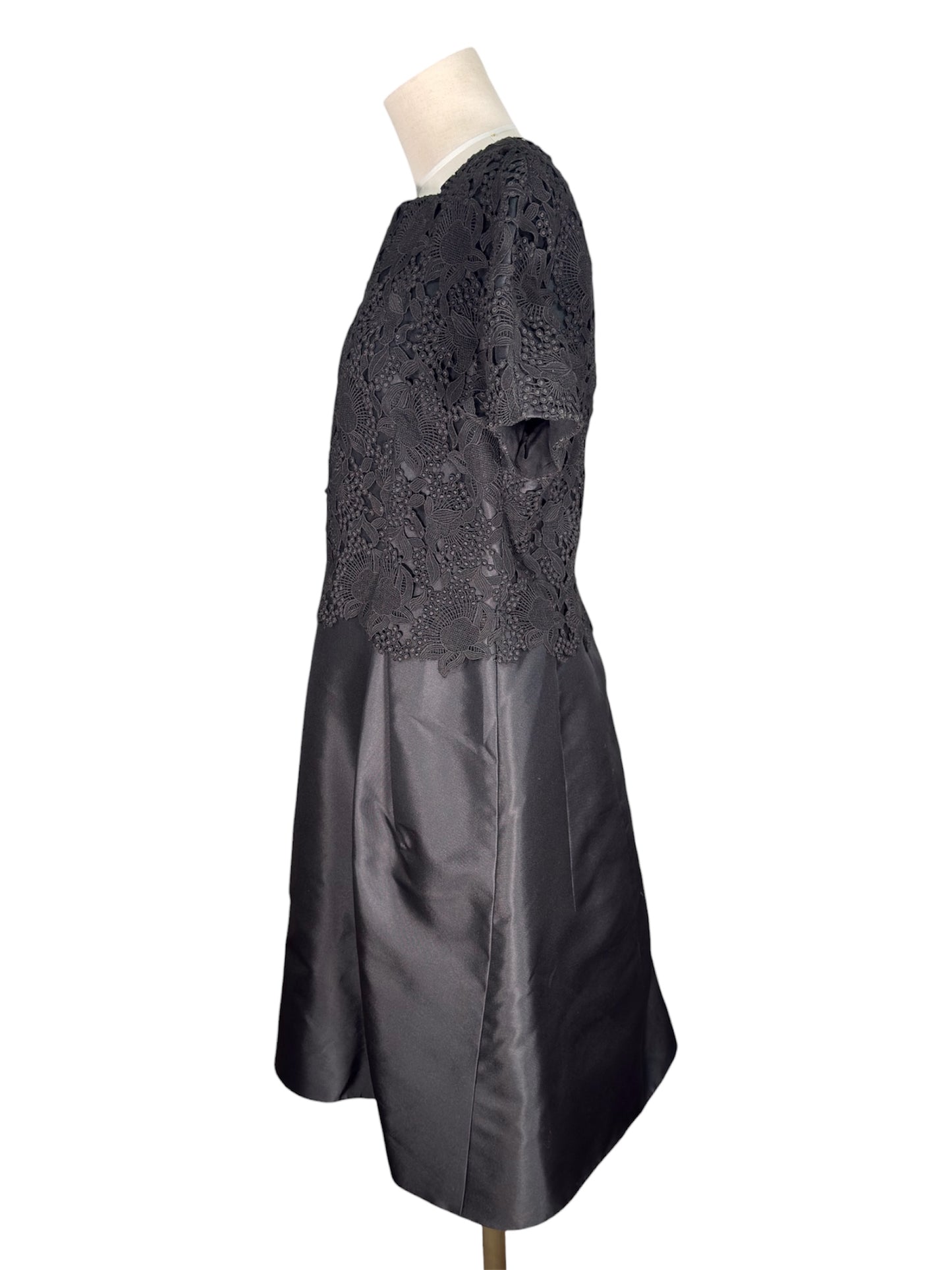 Y2K Christian Dior Black Cotton Blend Dress With Floral Lace Overlay Deadstock