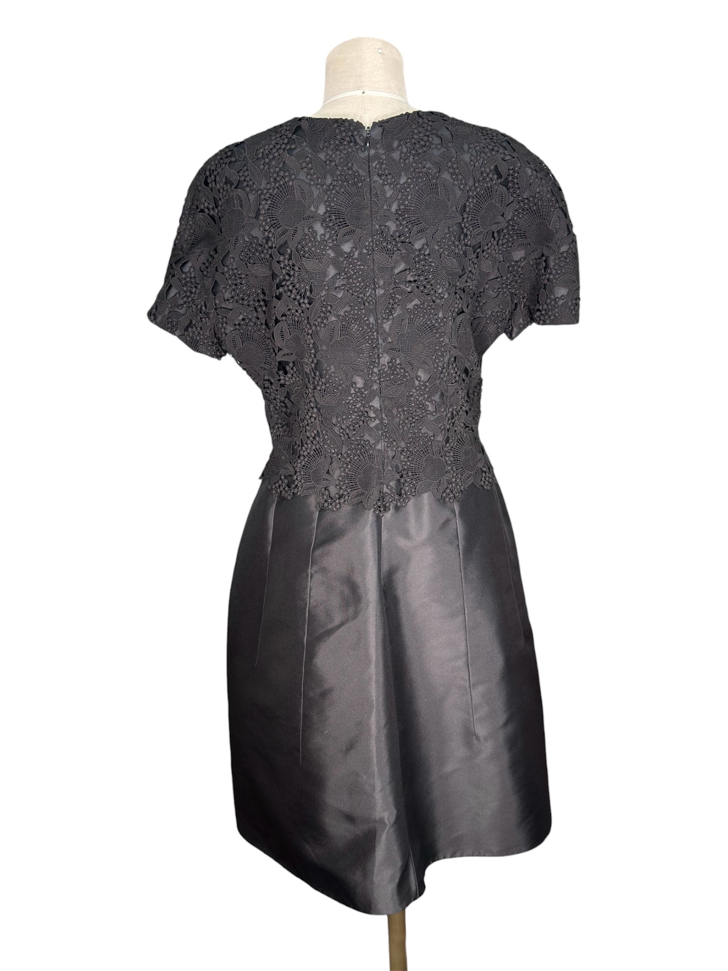 Y2K Christian Dior Black Cotton Blend Dress With Floral Lace Overlay Deadstock