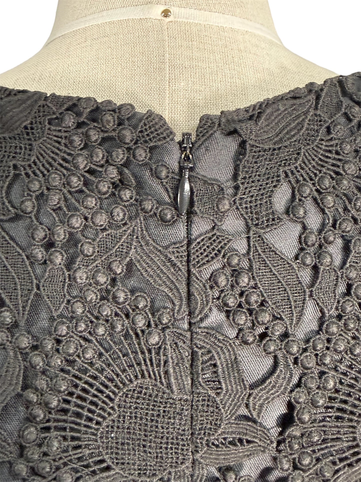 Y2K Christian Dior Black Cotton Blend Dress With Floral Lace Overlay Deadstock