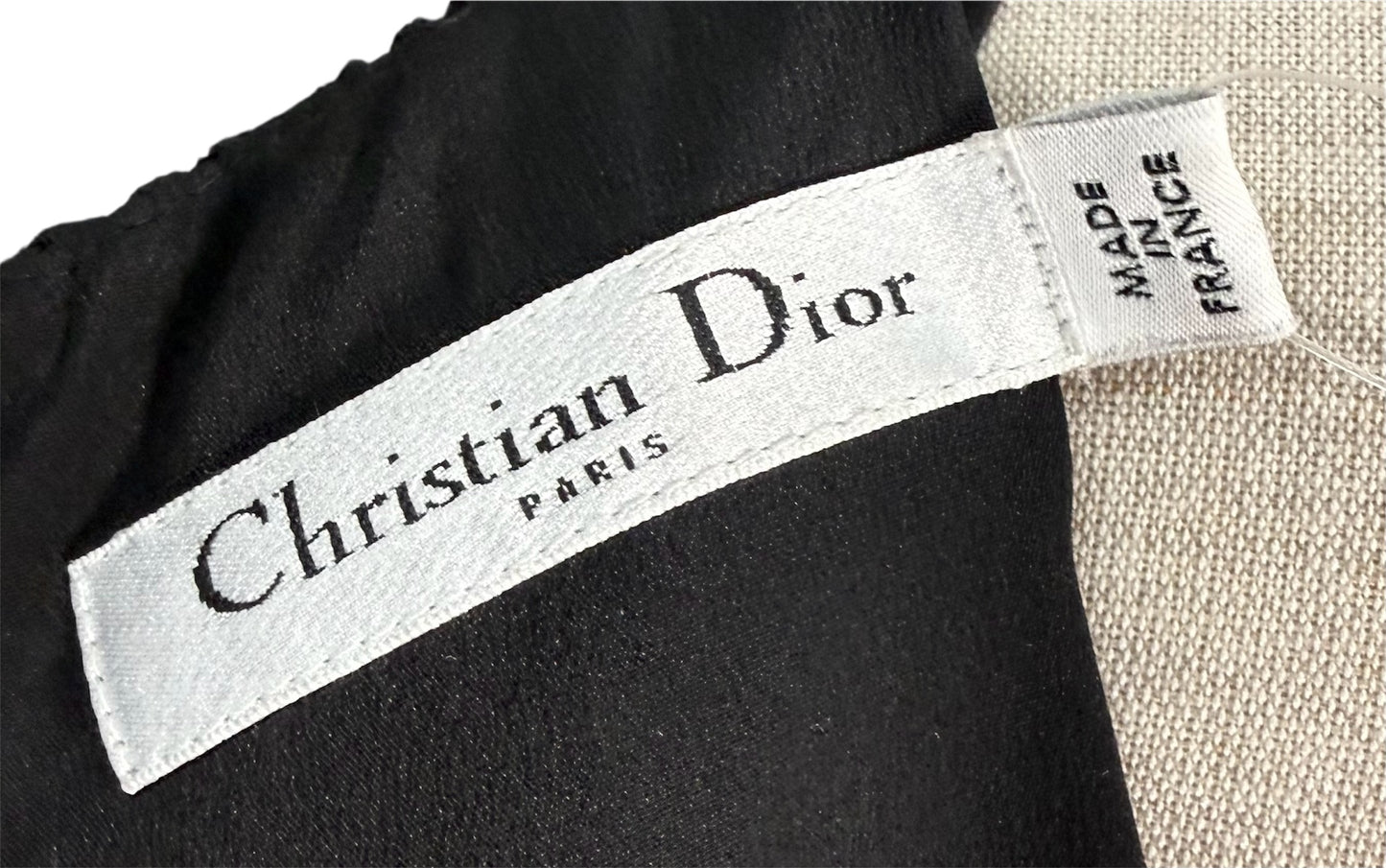 Y2K Christian Dior Black Cotton Blend Dress With Floral Lace Overlay Deadstock
