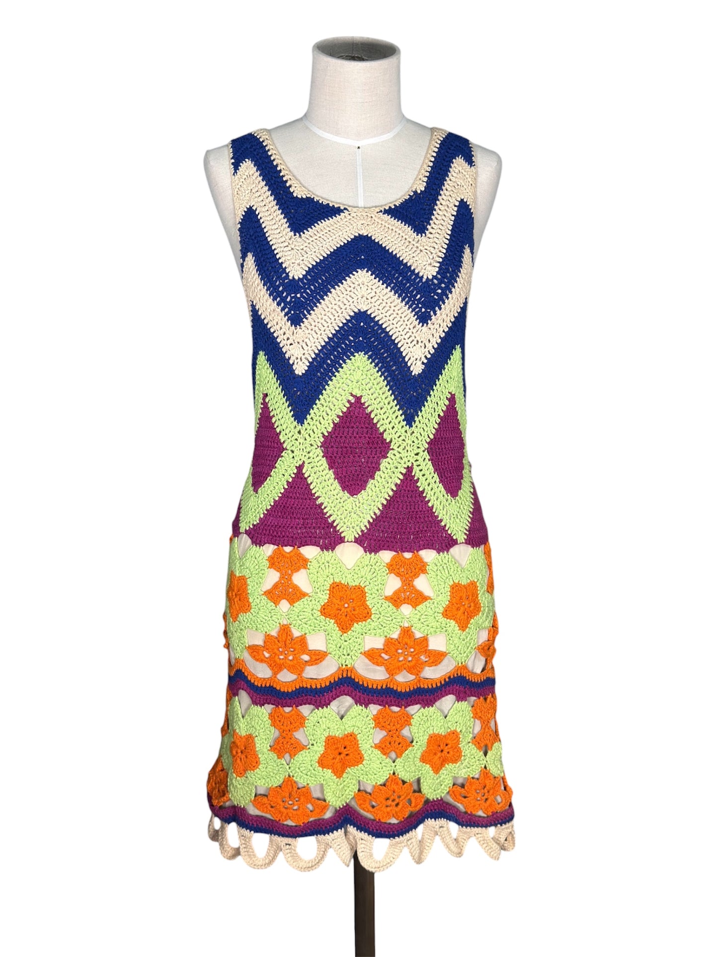 Vintage Moschino Crochet Cotton Sleeveless Dress