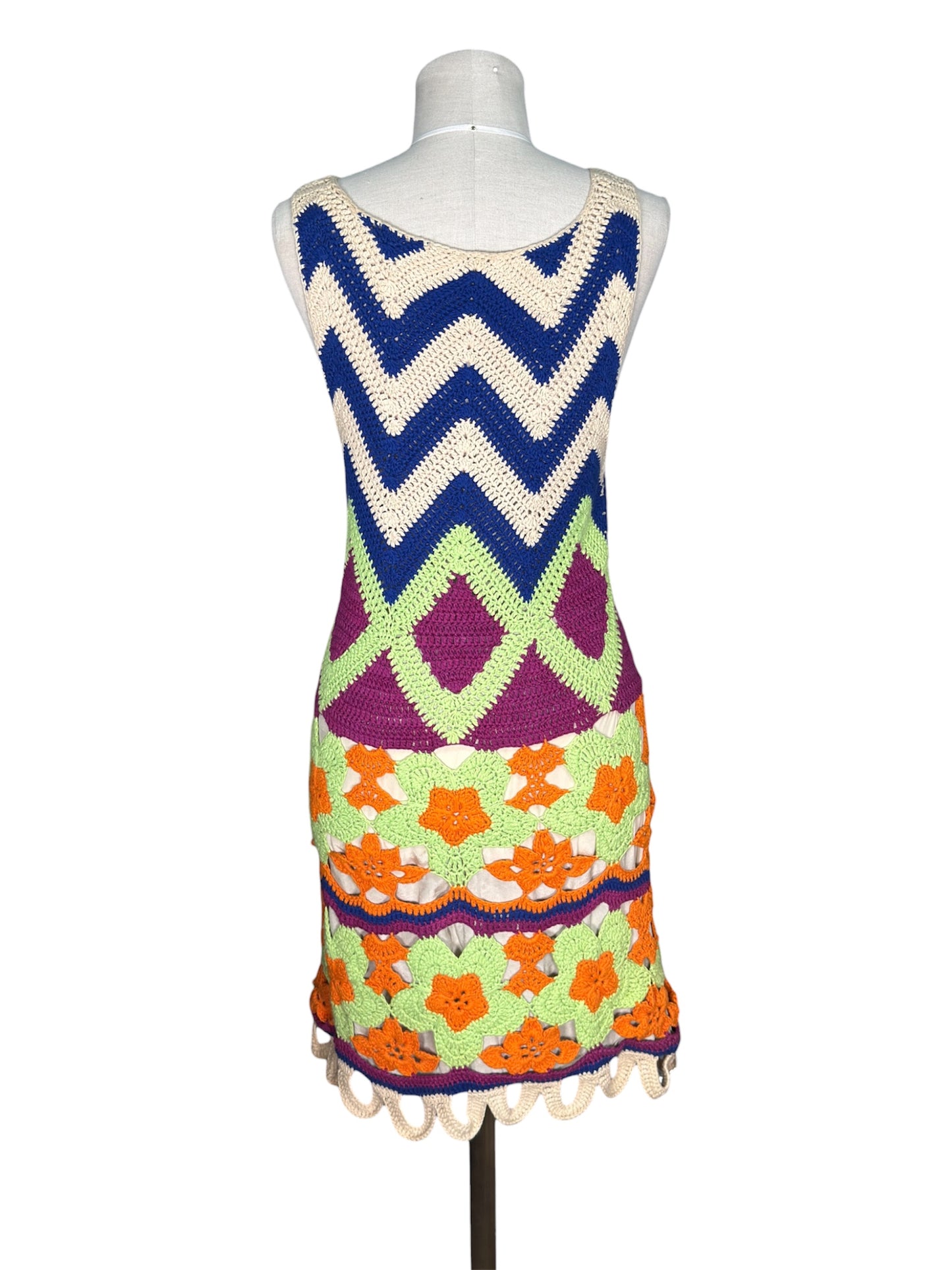 Vintage Moschino Crochet Cotton Sleeveless Dress