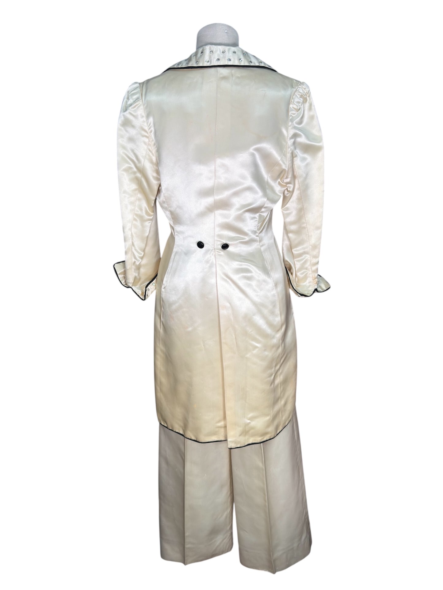 70s Satin Rhinestoned Cutaway 3 Piece Tux with Bell Bottoms
