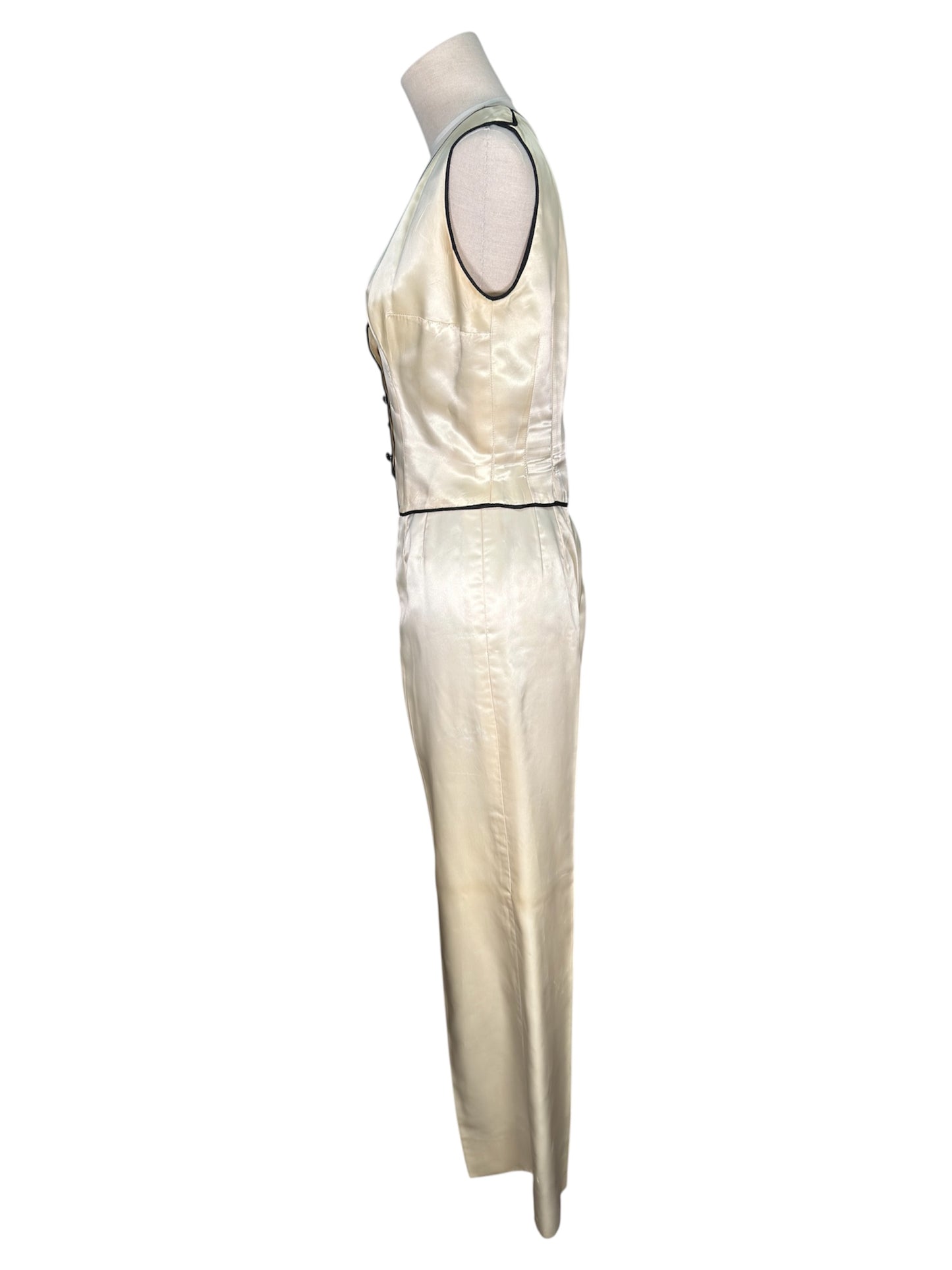70s Satin Rhinestoned Cutaway 3 Piece Tux with Bell Bottoms