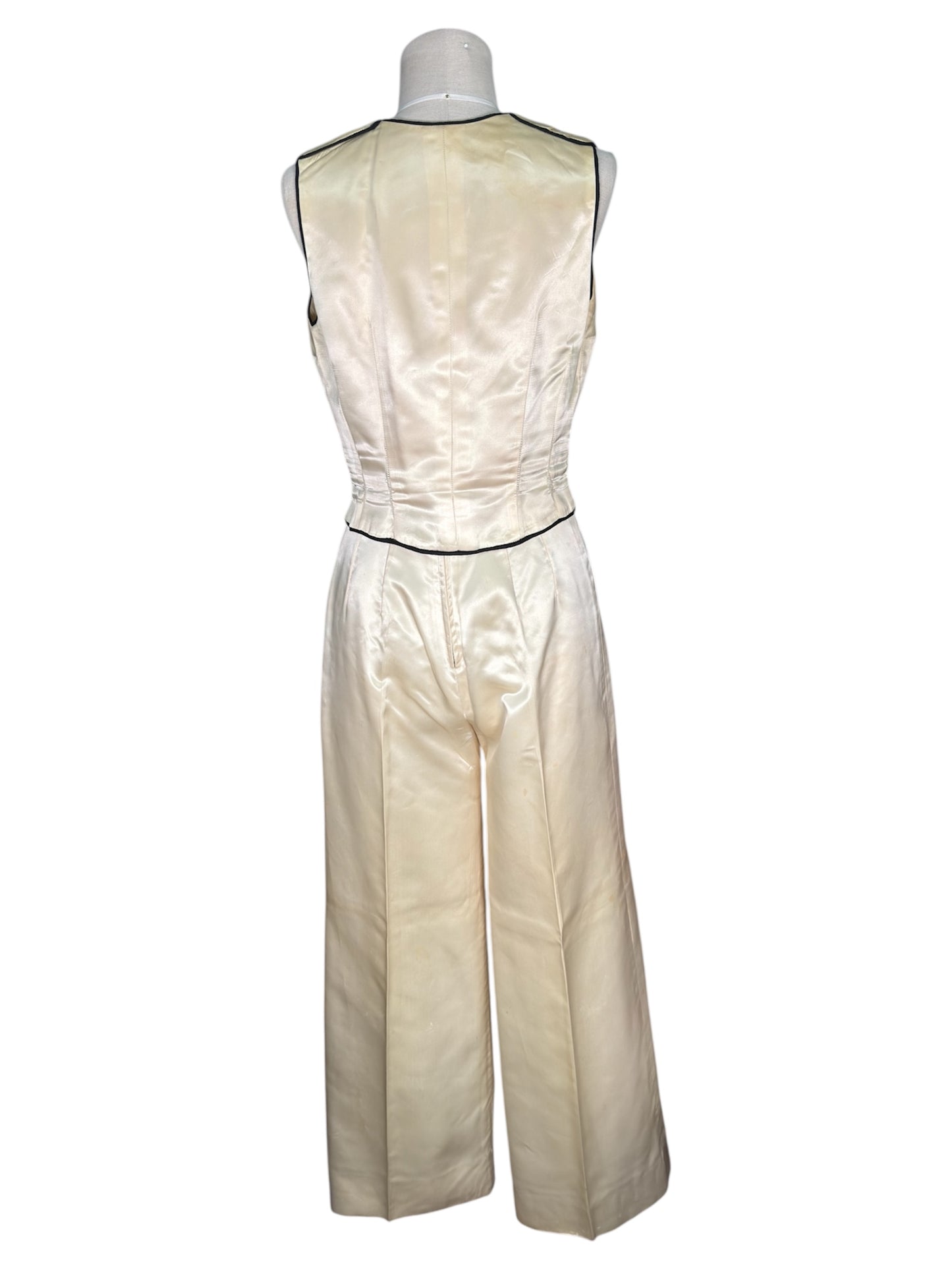 70s Satin Rhinestoned Cutaway 3 Piece Tux with Bell Bottoms