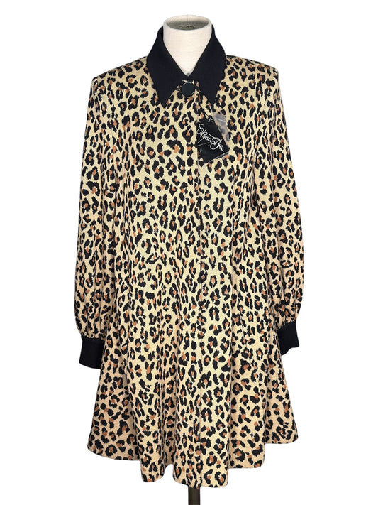 80s/90s St. John Wool Blend Knit Swing Coat Leopard Print