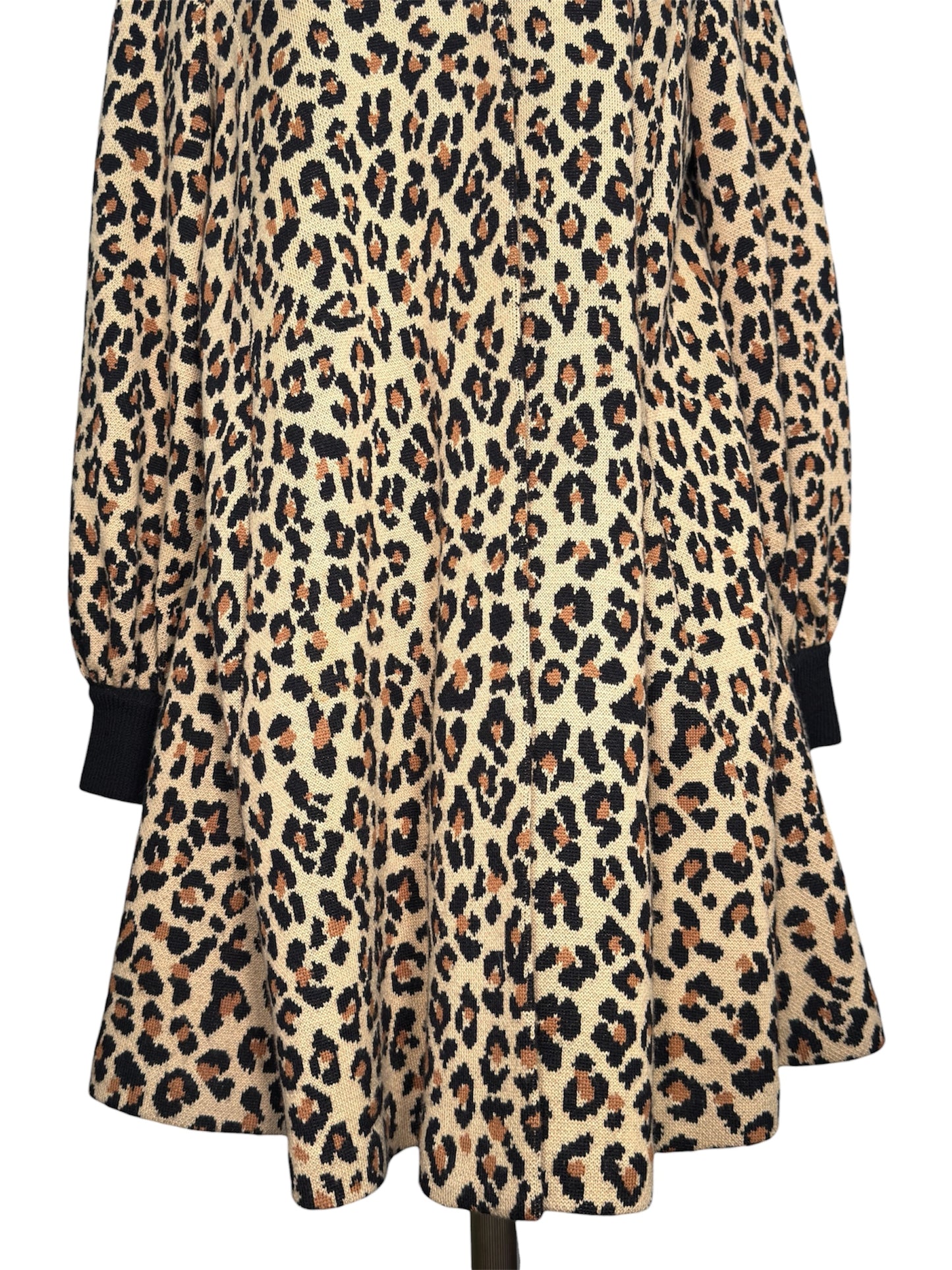 80s/90s St. John Wool Blend Knit Swing Coat Leopard Print