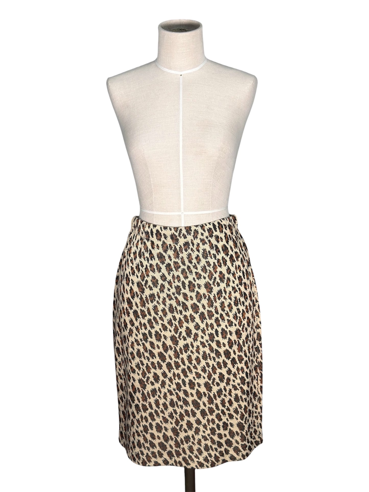 80s/90s St. John Leopard Print Knit Pencil Skirt