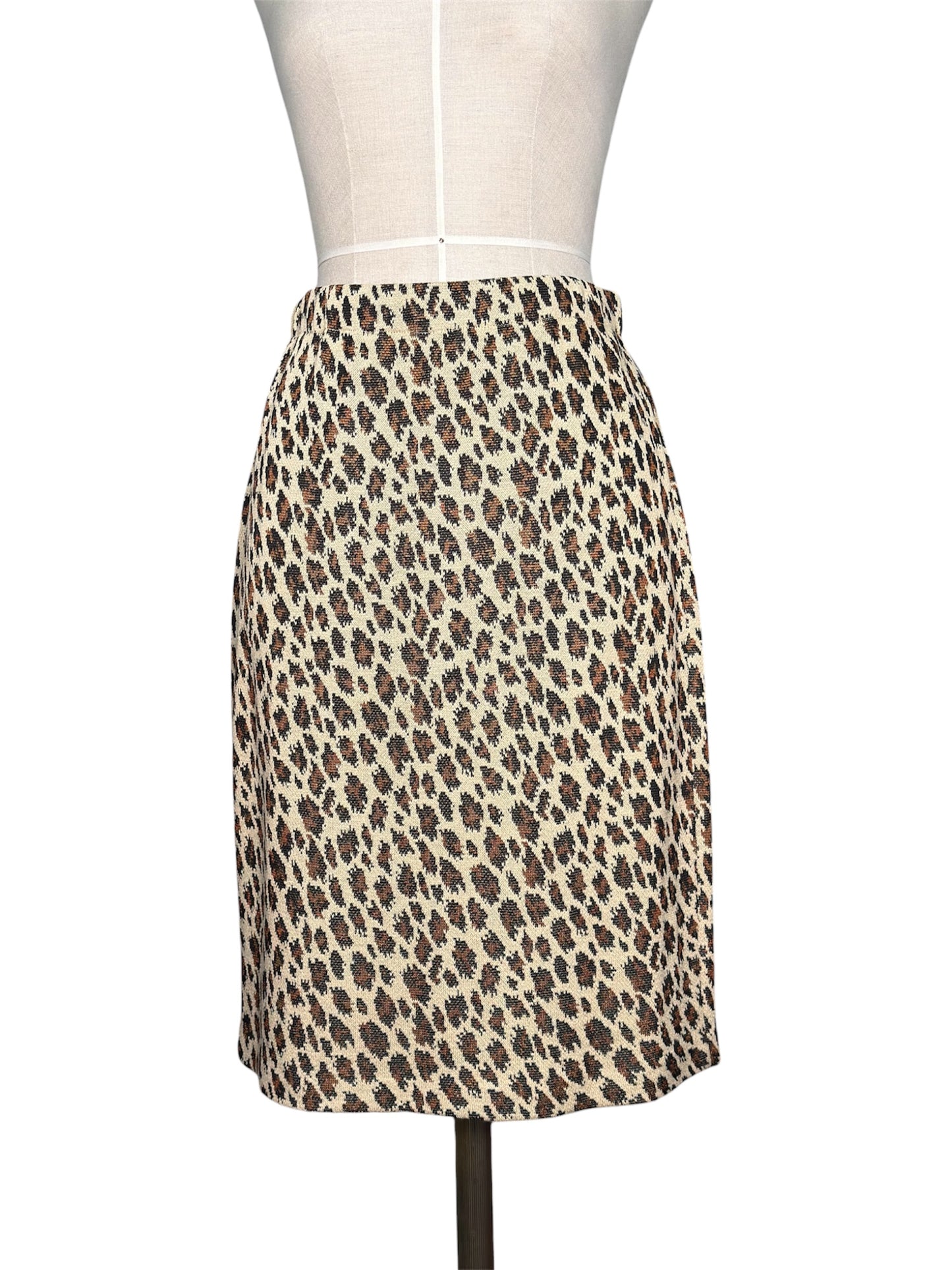 80s/90s St. John Leopard Print Knit Pencil Skirt