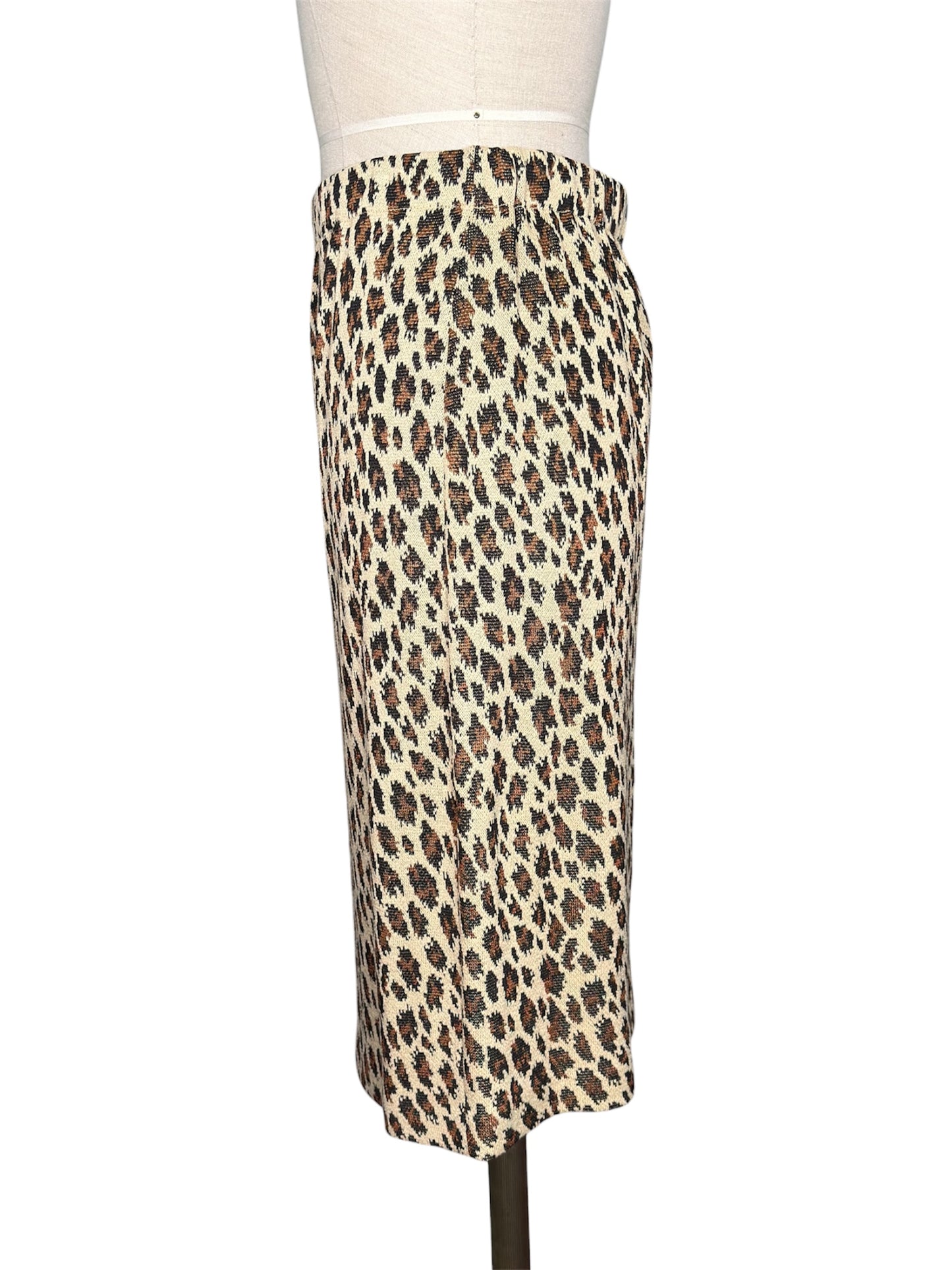 80s/90s St. John Leopard Print Knit Pencil Skirt