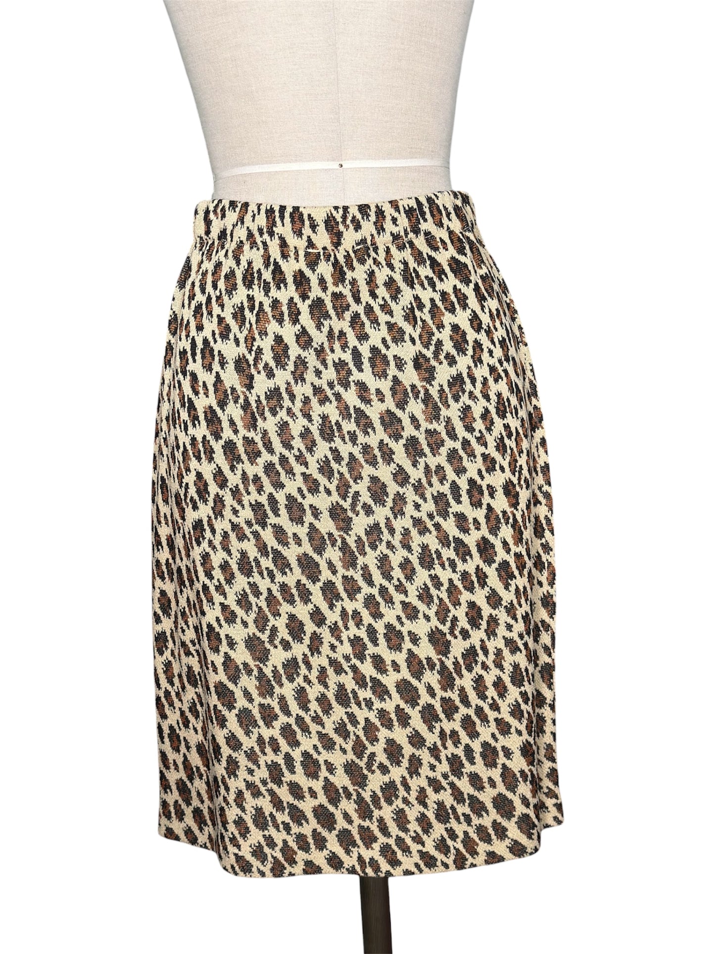 80s/90s St. John Leopard Print Knit Pencil Skirt