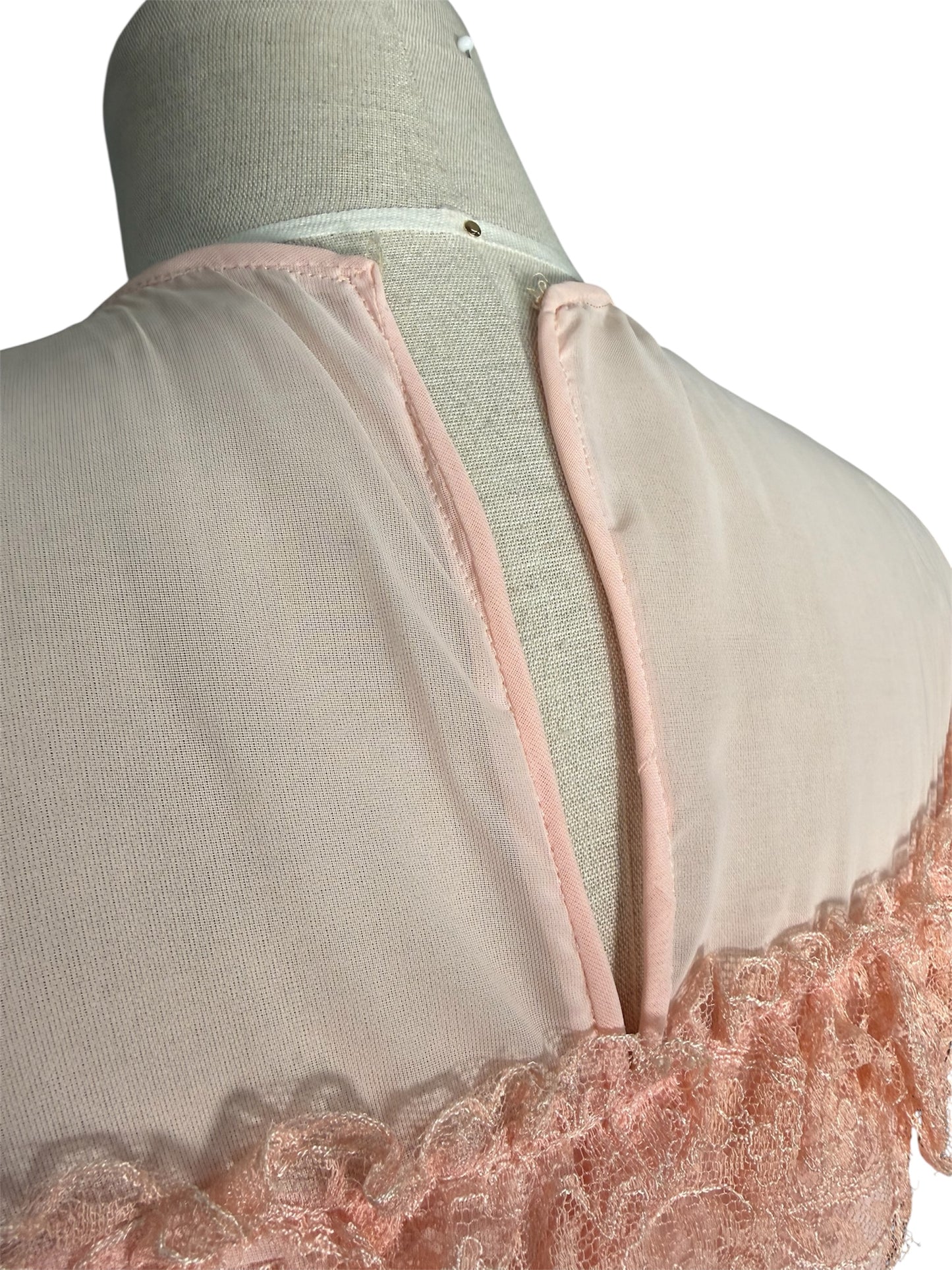 1940s Rayon Semi Sheer Pink Long Gown