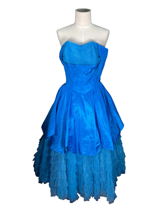 1950s Cupcake Blue Prom/Party Gown with Crumbcatcher