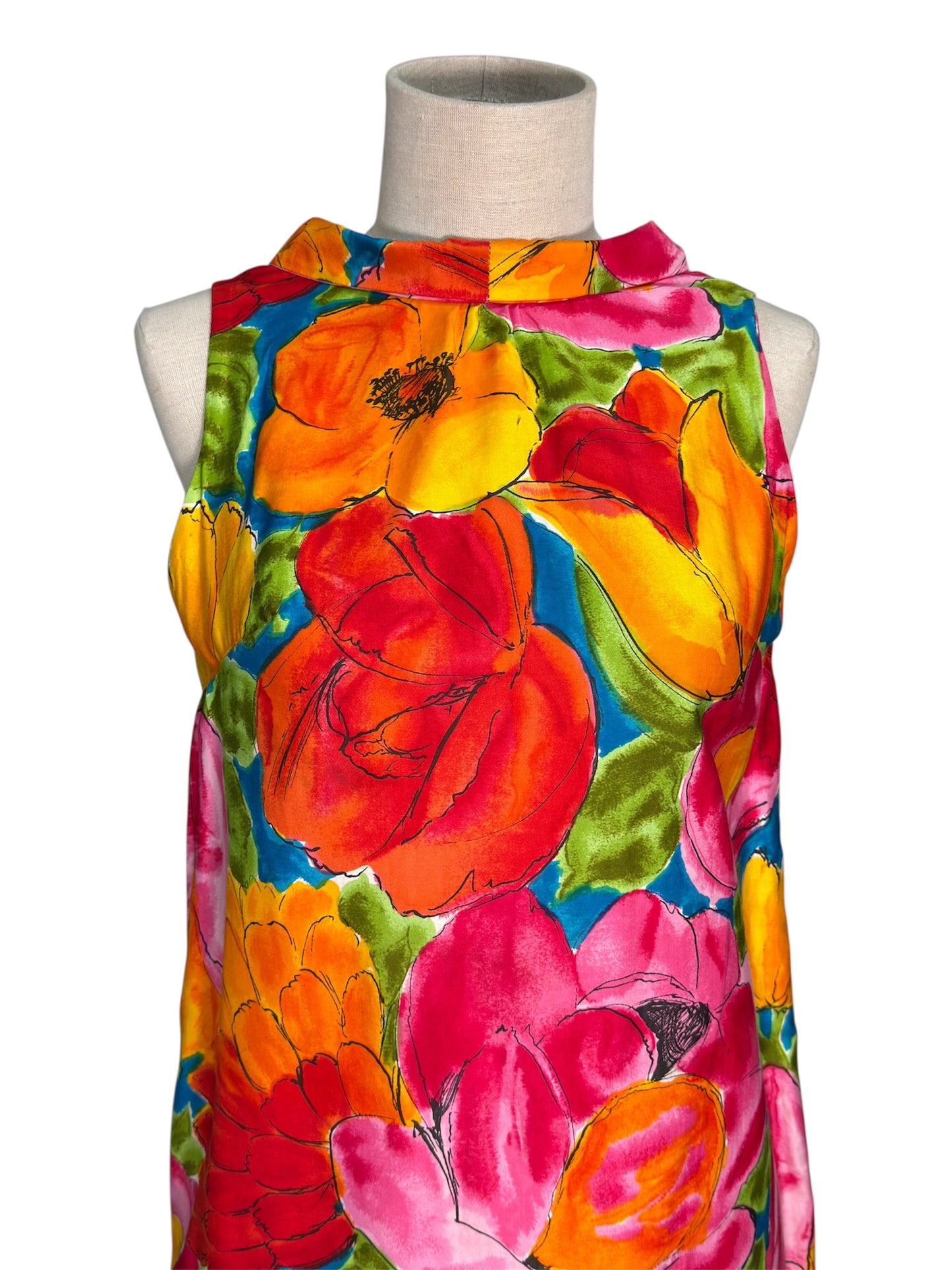 1960s Mod Floral Multicolor Tent Mini Dress