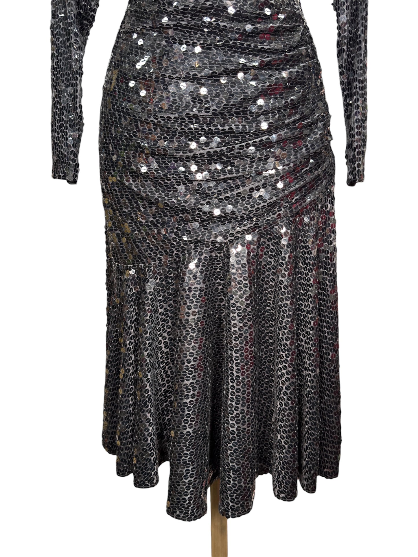 1980s Oleg Cassini Sequined Black Party Dress