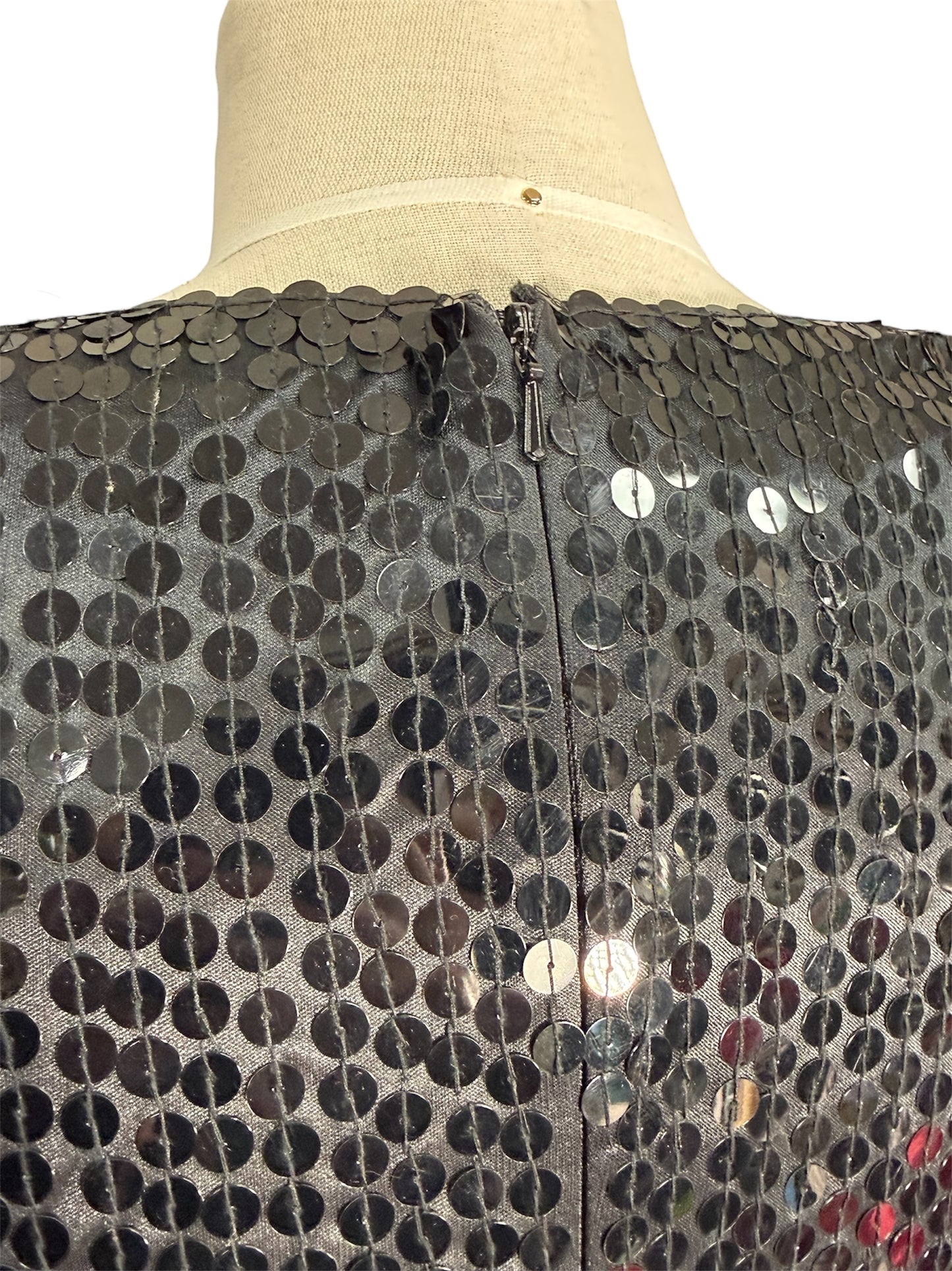 1980s Oleg Cassini Sequined Black Party Dress