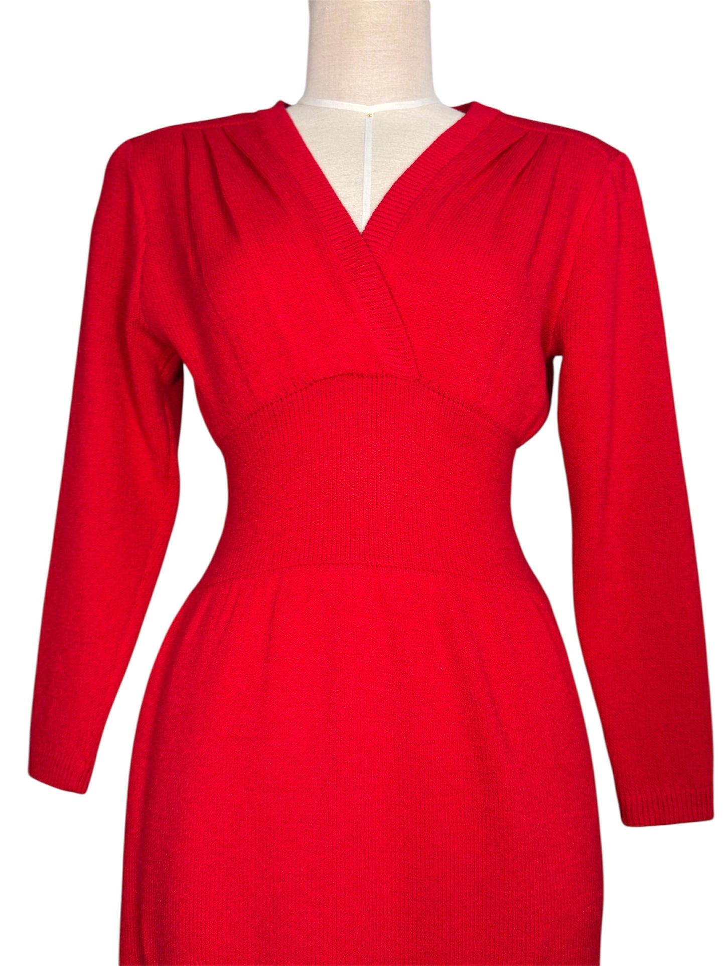 1980s St. John Knit Red Midi Dress