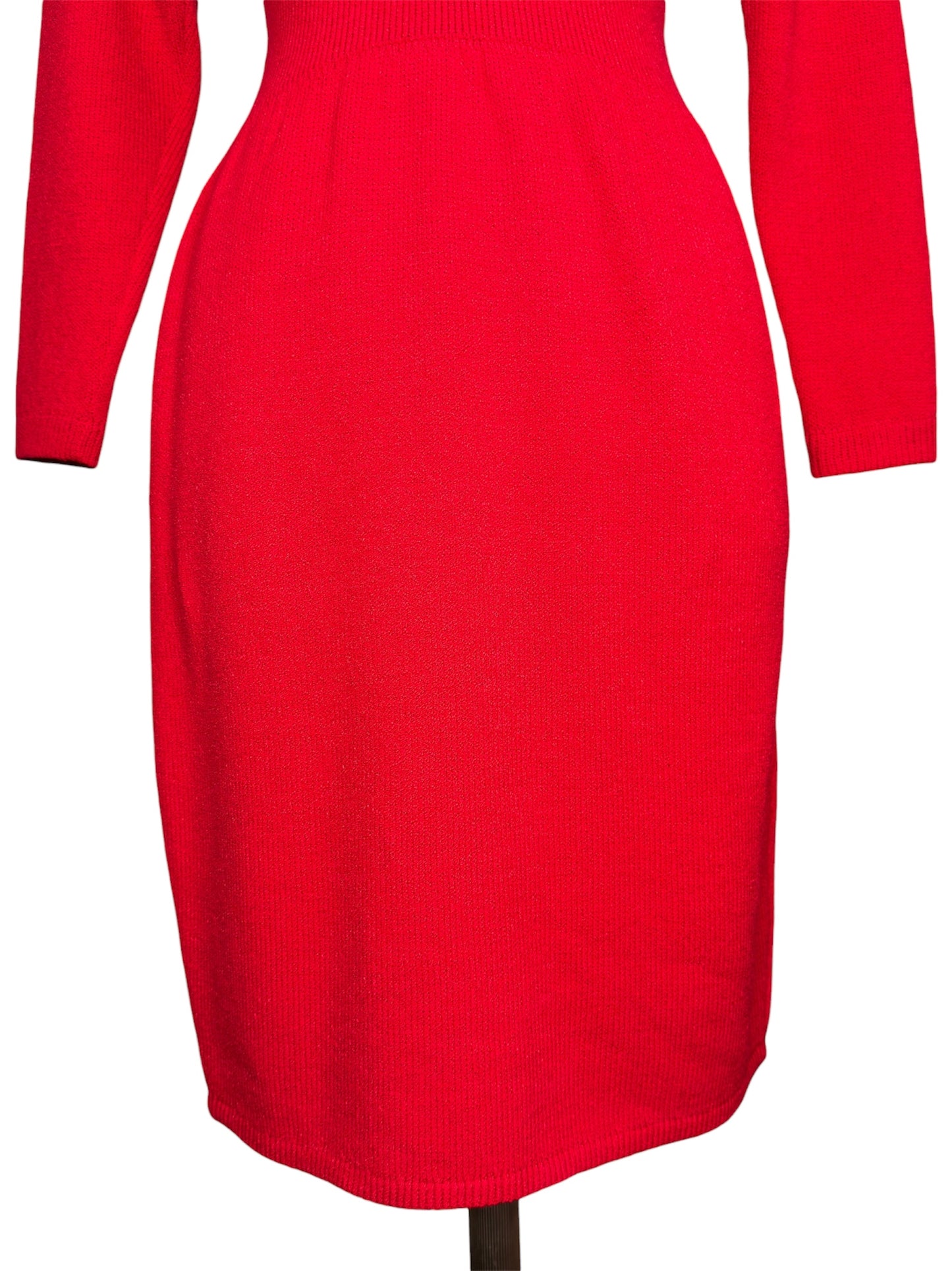 1980s St. John Knit Red Midi Dress