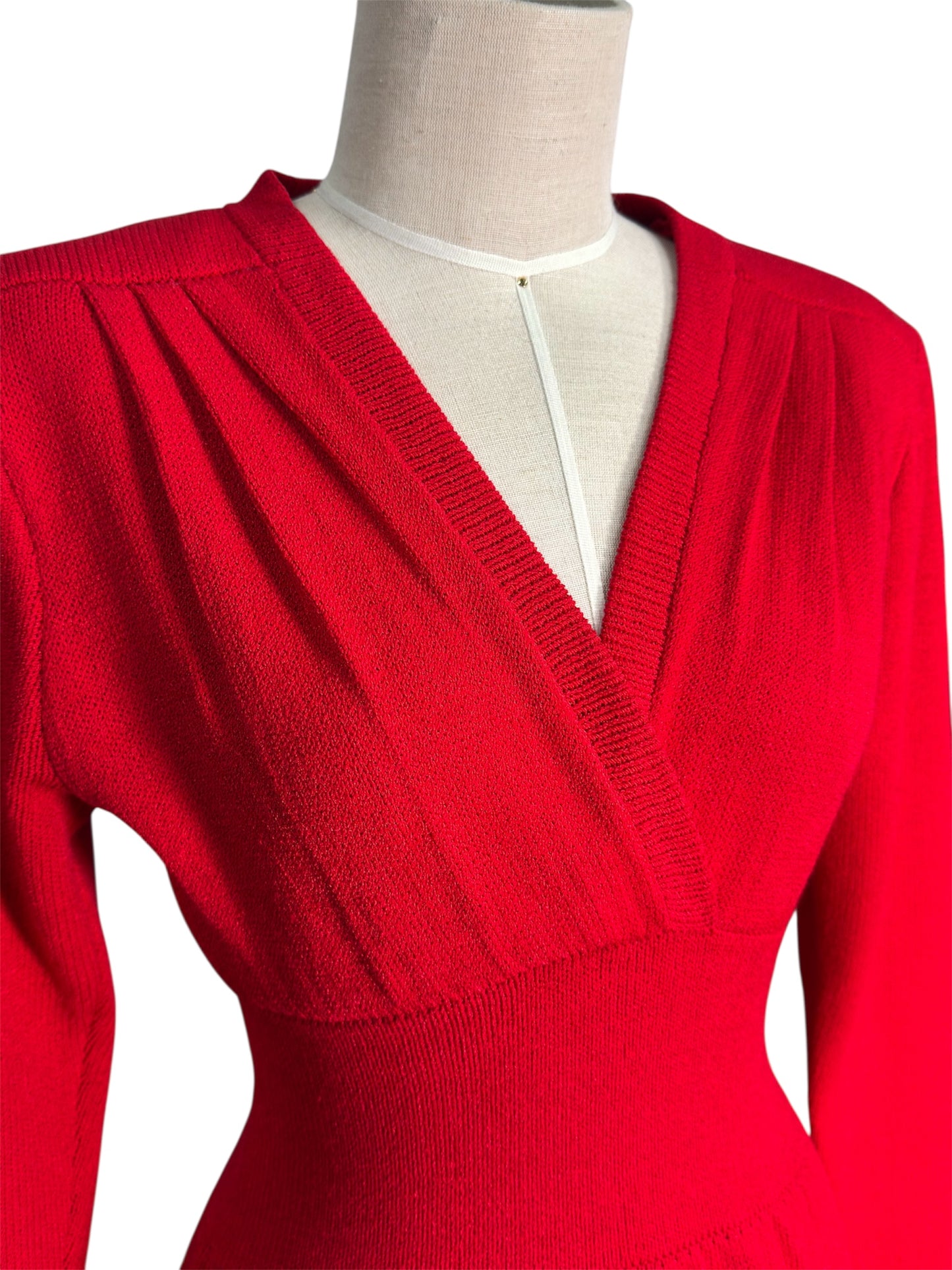 1980s St. John Knit Red Midi Dress