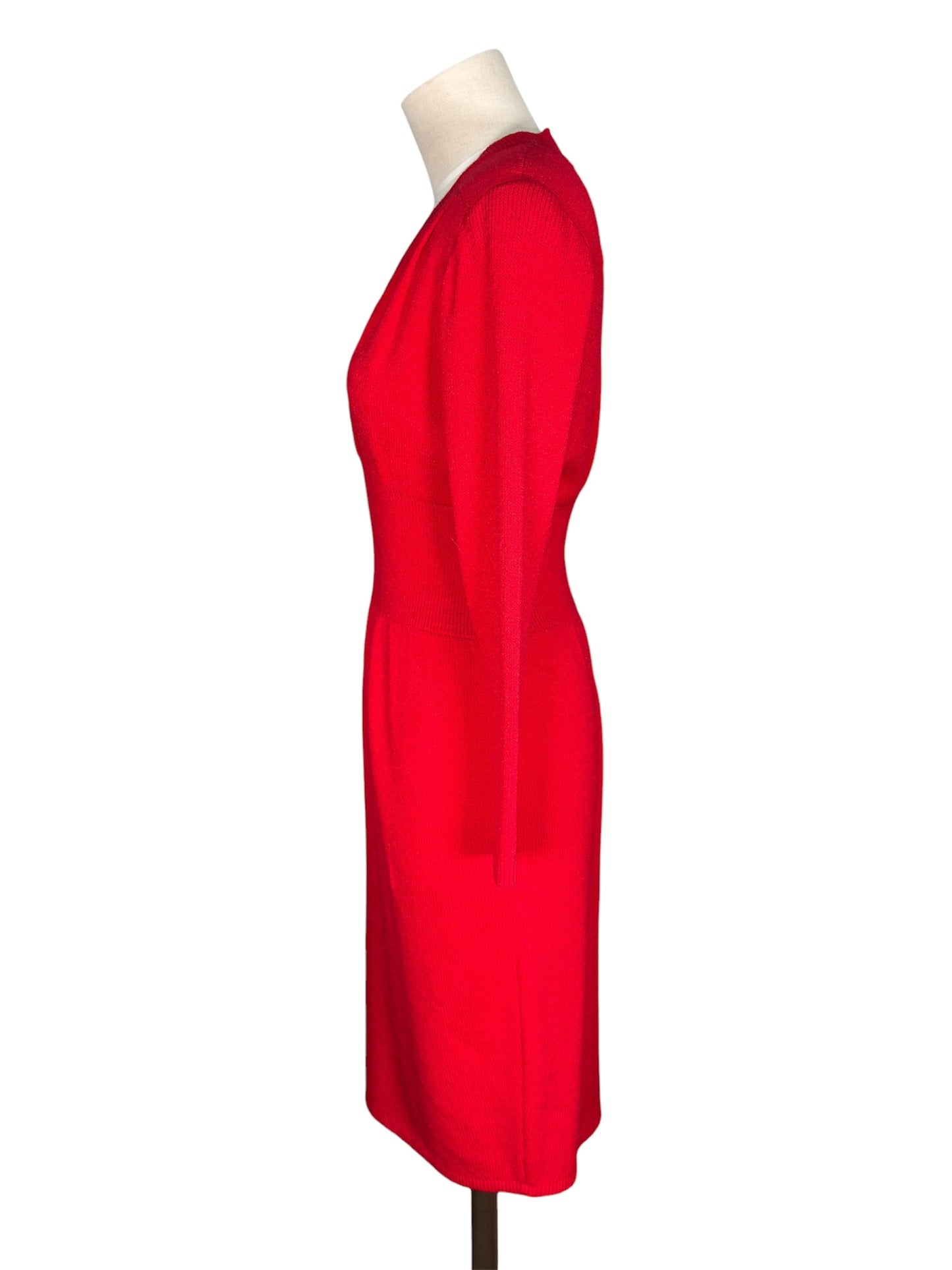 1980s St. John Knit Red Midi Dress