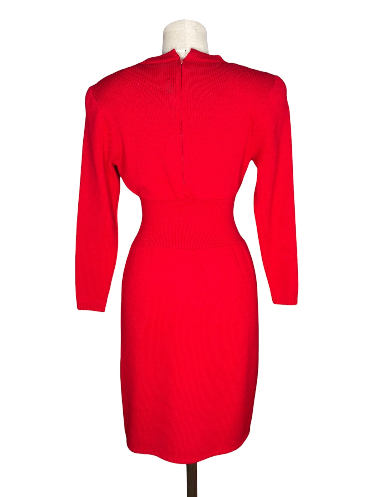 1980s St. John Knit Red Midi Dress