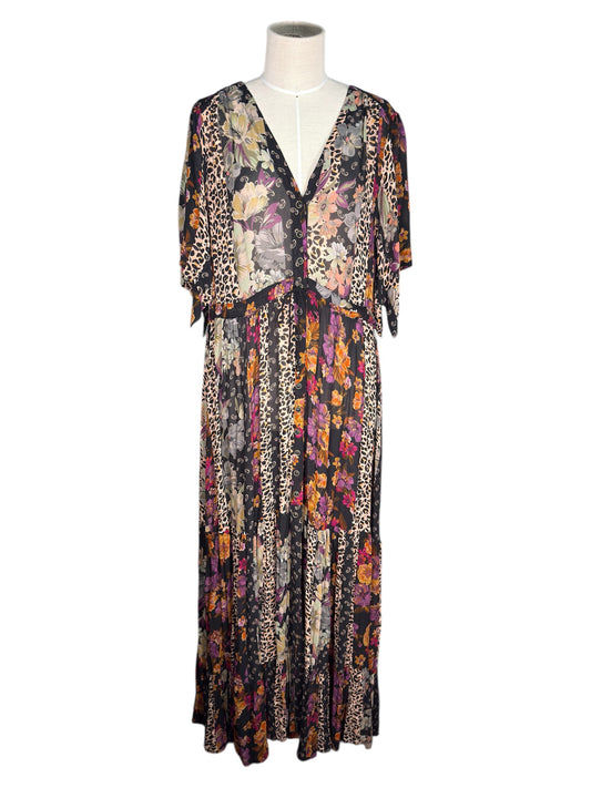 Modern Johnny Was Jade Floral Cheetah Print Maxi Dress - XL